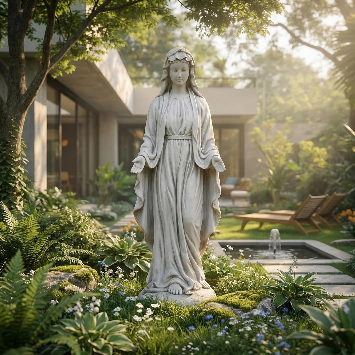 Virgin Mary Statue Outdoor 30 Inch Tall Large Religious Garden Statue, Blessed M