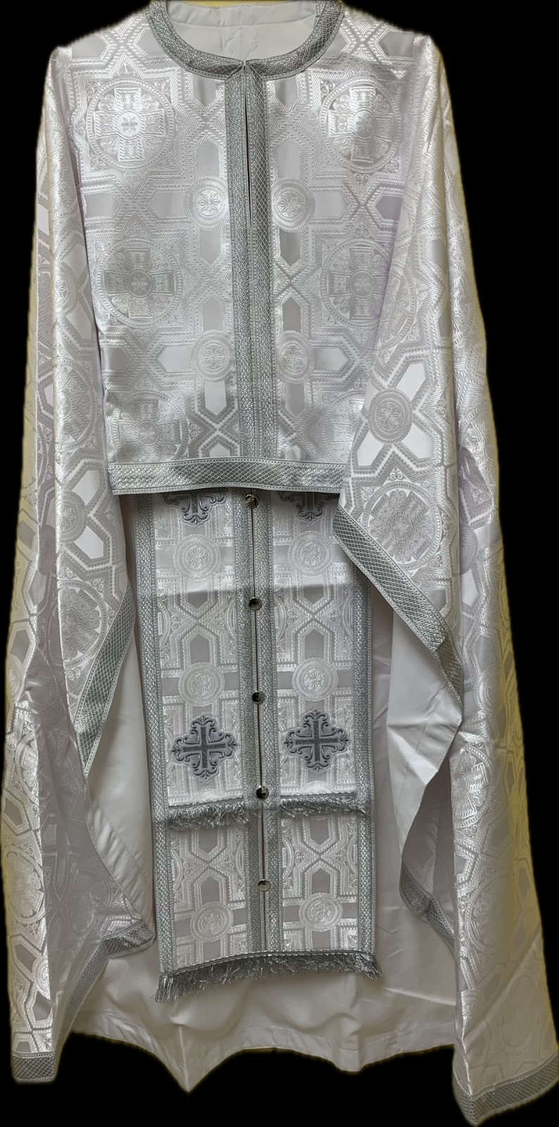 Orthodox Priest Vestment 10 Set |White & Silver| Sz M or 50, length 53”