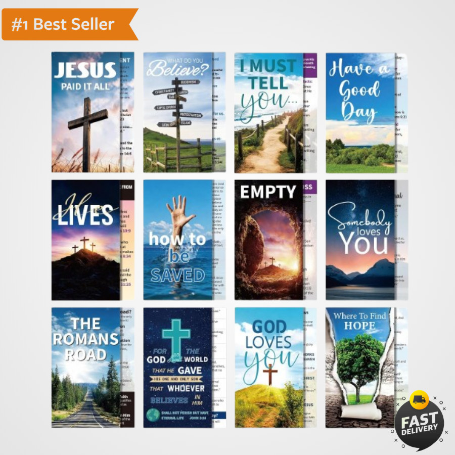 240 PCS Gospel Tract Card 3.5 x 2 Inches 12 Styles Plan of Salvation Cards In…