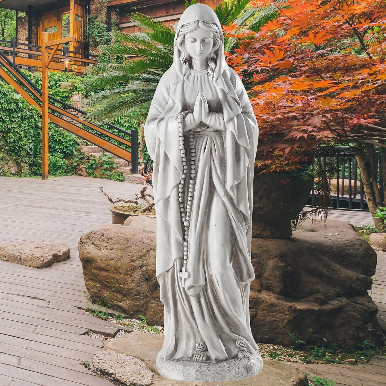 Virgin Mary Statue Outdoor, Religious Garden Statue, Blessed Mother Outdoor S…
