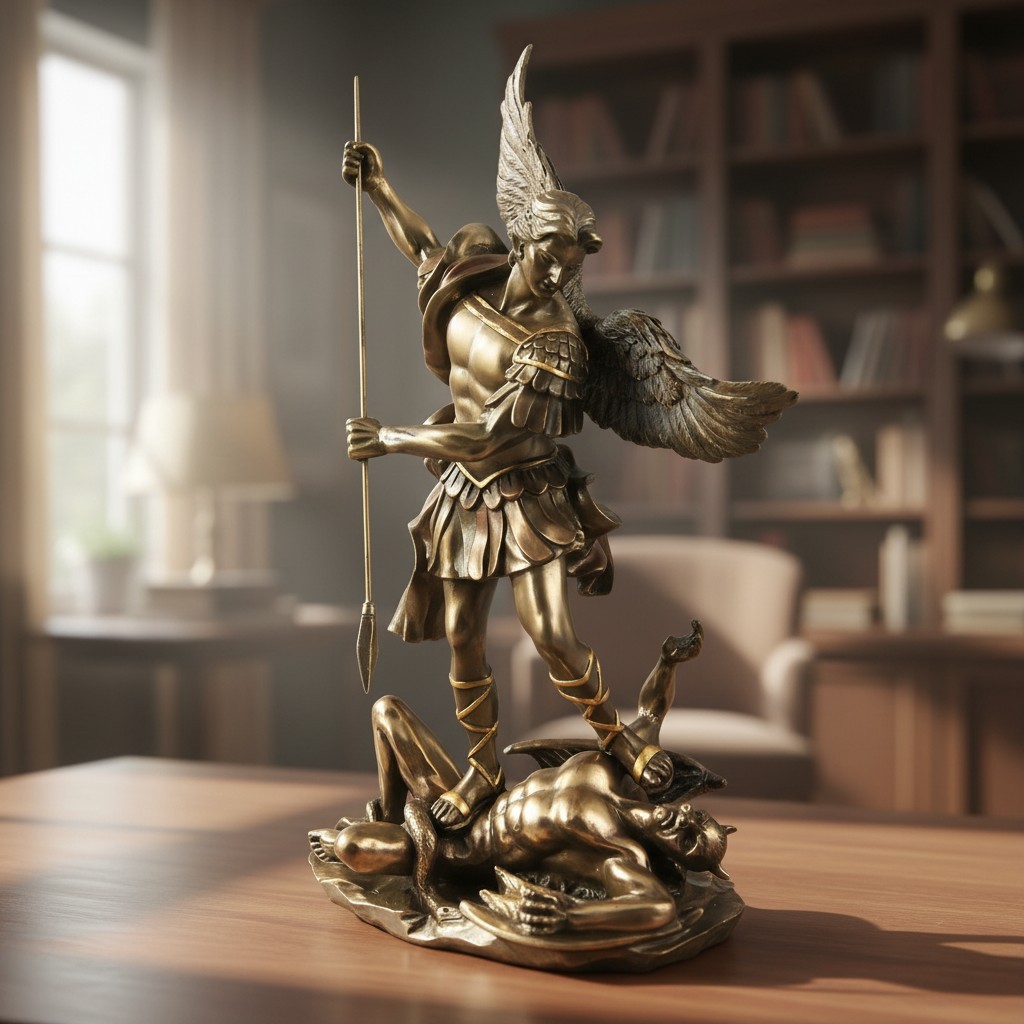 Modern 10-Inch Cold Cast Bronze St. Michael Statue – A Touch of Faith and Style