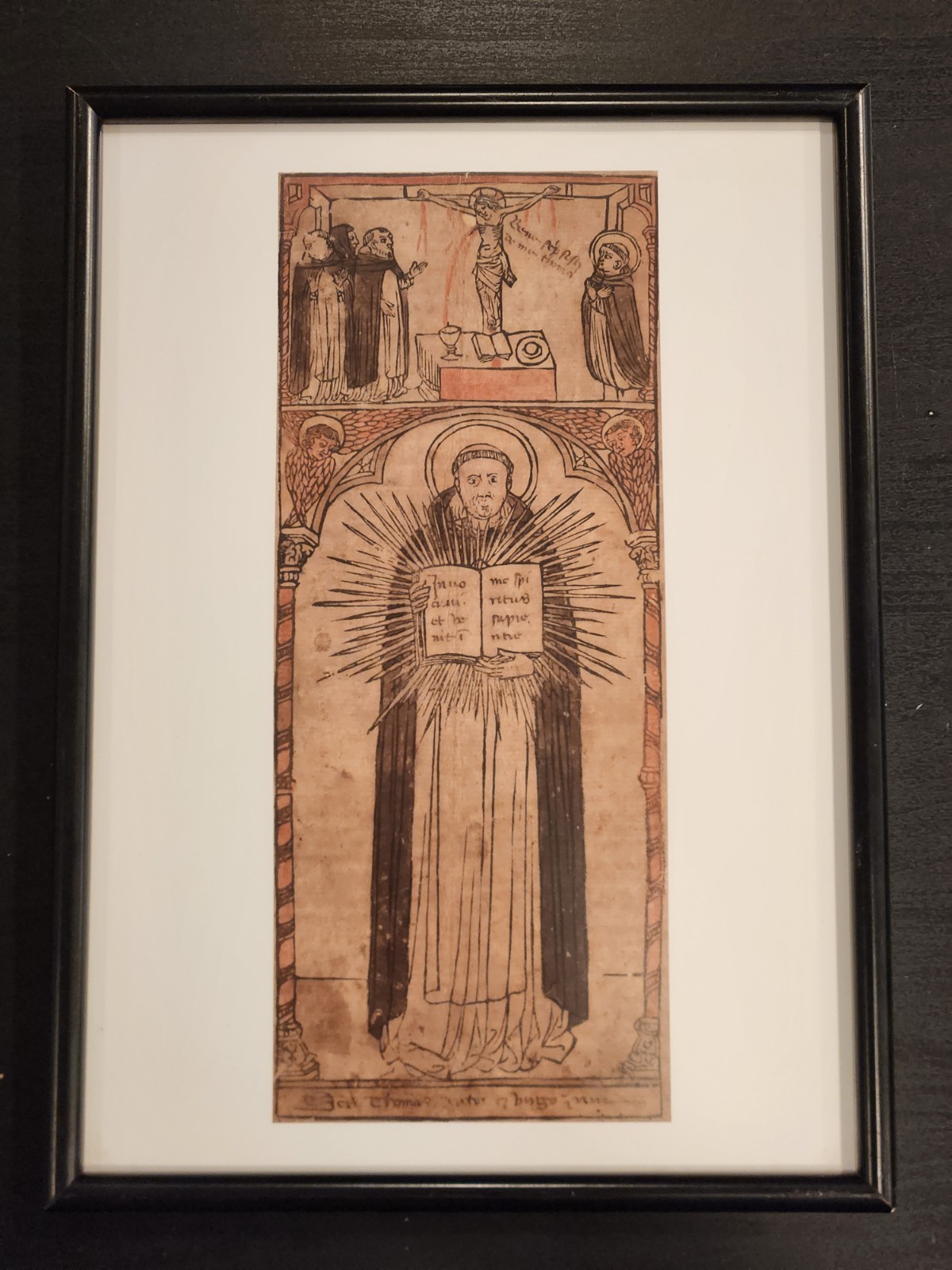 Saint Thomas Aquinas, vintage framed Catholic print