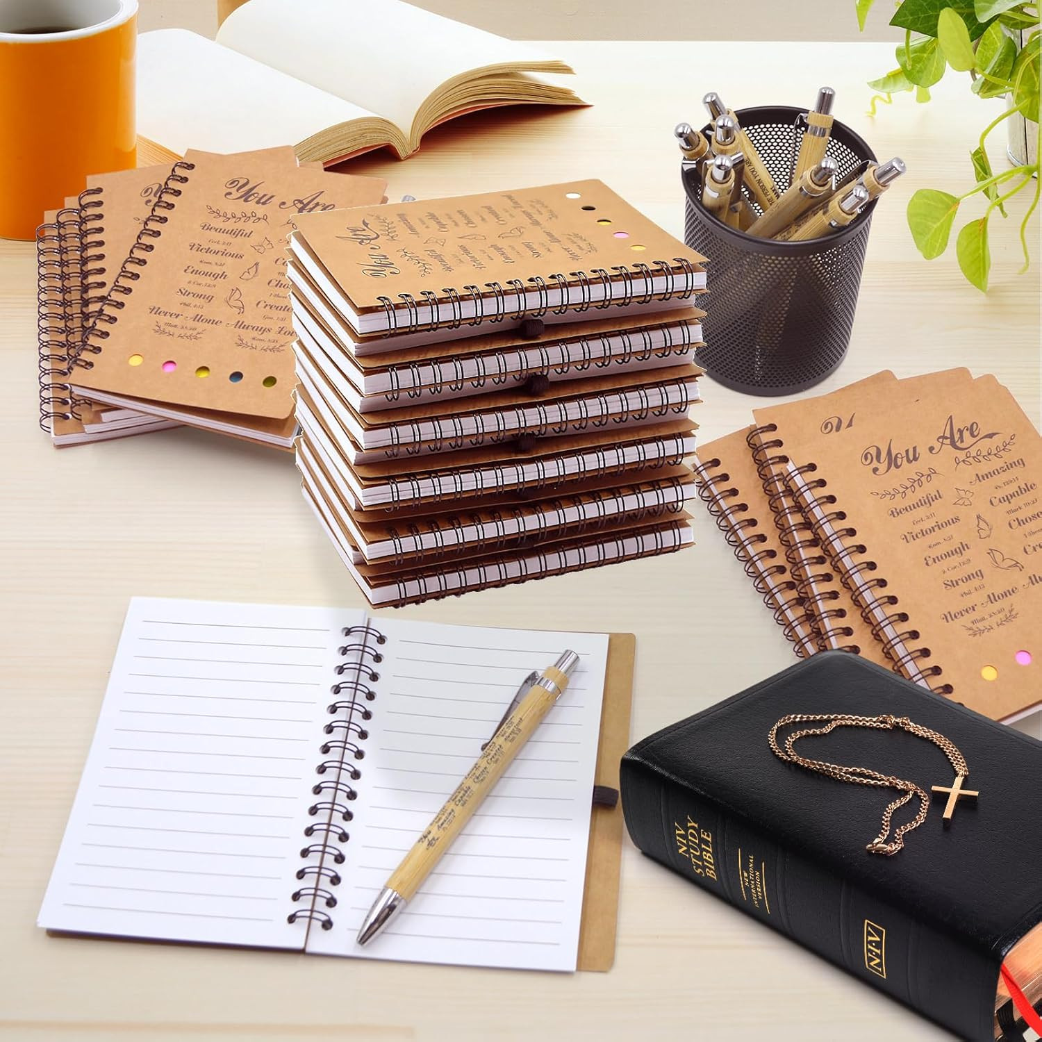 20 PCS Christmas Christian Gifts Prayer Journal Set, 10 Bible Verse Pens & 10 Sm