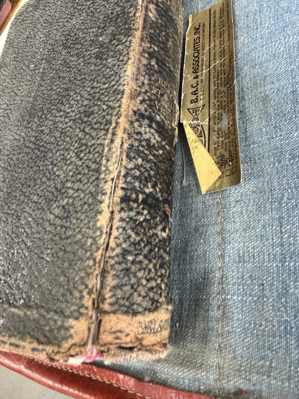 Vintage Holy Bible 1952 Thomas Nelson & Sons Worn Has Character Denim Cover