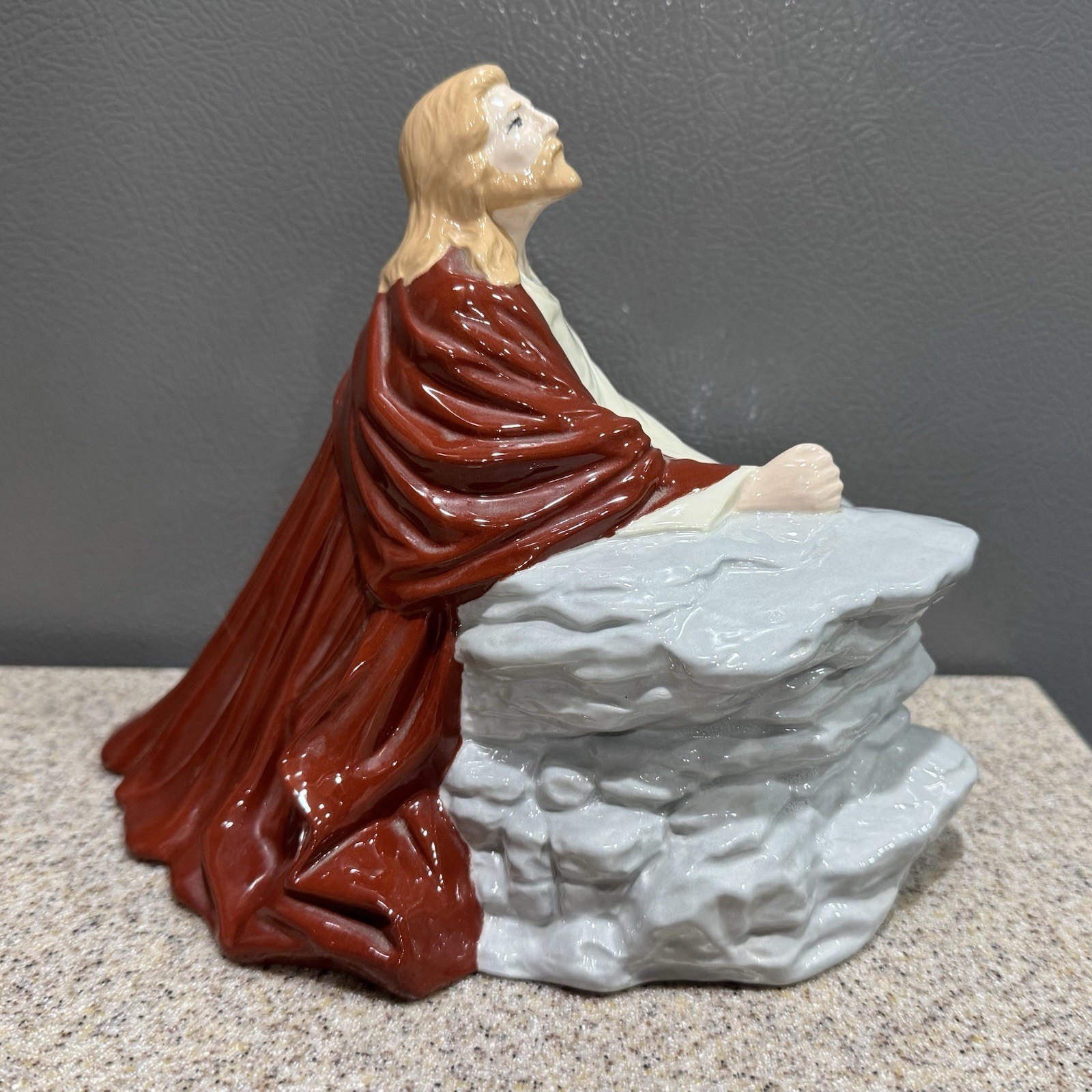 Vtg Jesus Praying Garden Gethsemane Statue Figurine 6.5” Christian Religious EUC