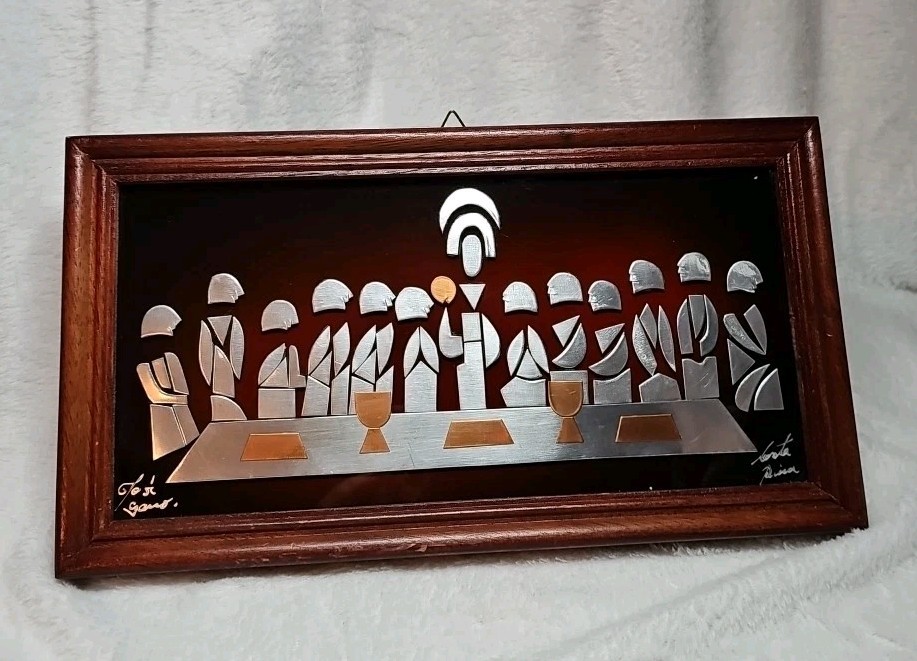 Vintage Last Supper MCM Metal Wall Art By Jose Garro – Artist Signed