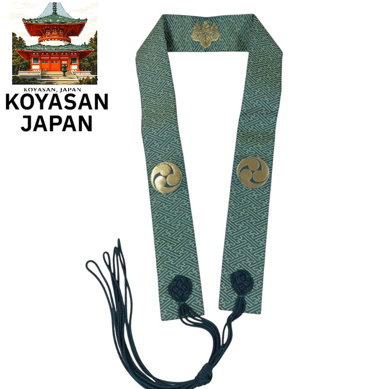 Japanese Crafts Buddhist Monk Robe Stole Kesa Green Koyasan Japan Shingon Sect