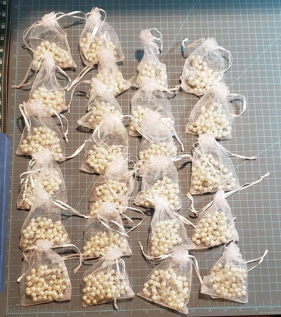 40PC X Wholesale Bulk White Faux Pearl Rosaries Wedding, Religious Favor/Bap