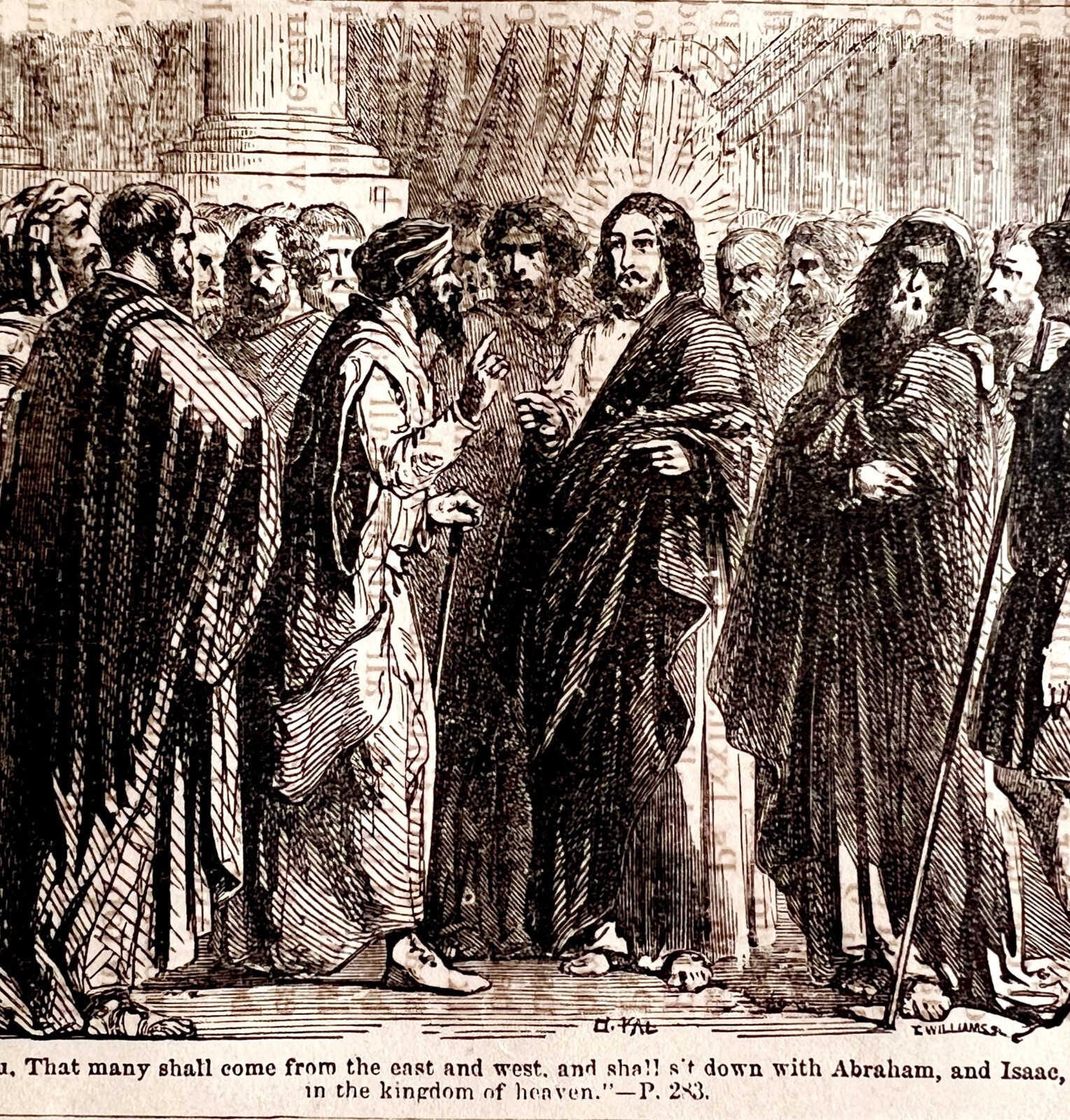 Jesus Kingdom Of Heaven 1841 Victorian Woodcut Religious Antique Art DWZ3A