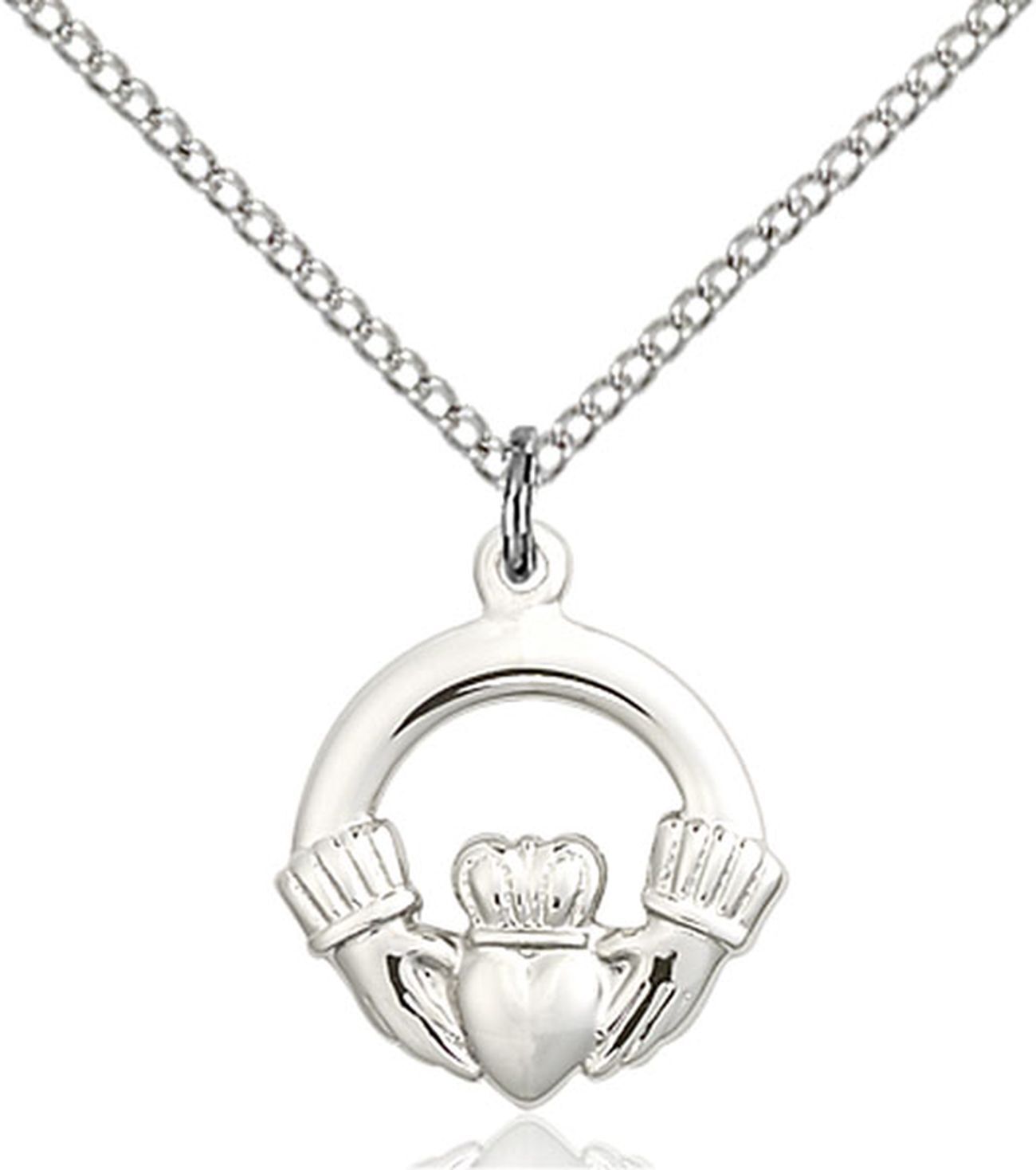 Sterling Silver Claddagh Irish Love Knot Medal Pendant Necklace 18″Chain GiftBox