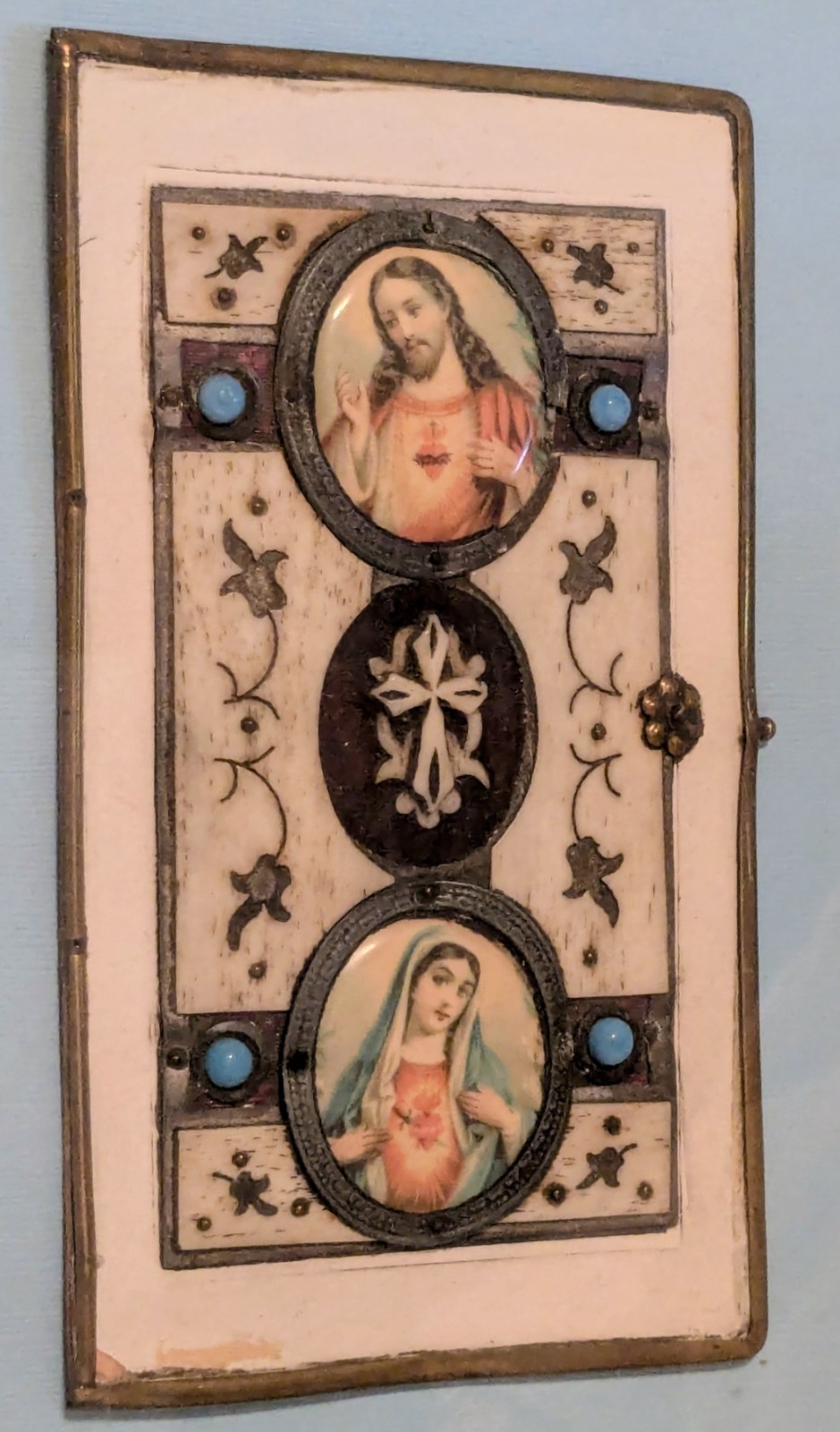 ANTIQUE 19/20th Century DEVOTIONAL PRAYER BOOK Framed Collectible EUROPE Prague