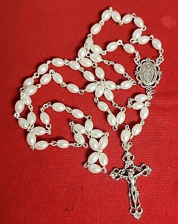 CHRISTIAN CATHOLIC Rosary Necklace 6mm Beads Jesus Cross Miraculous Center ITALY