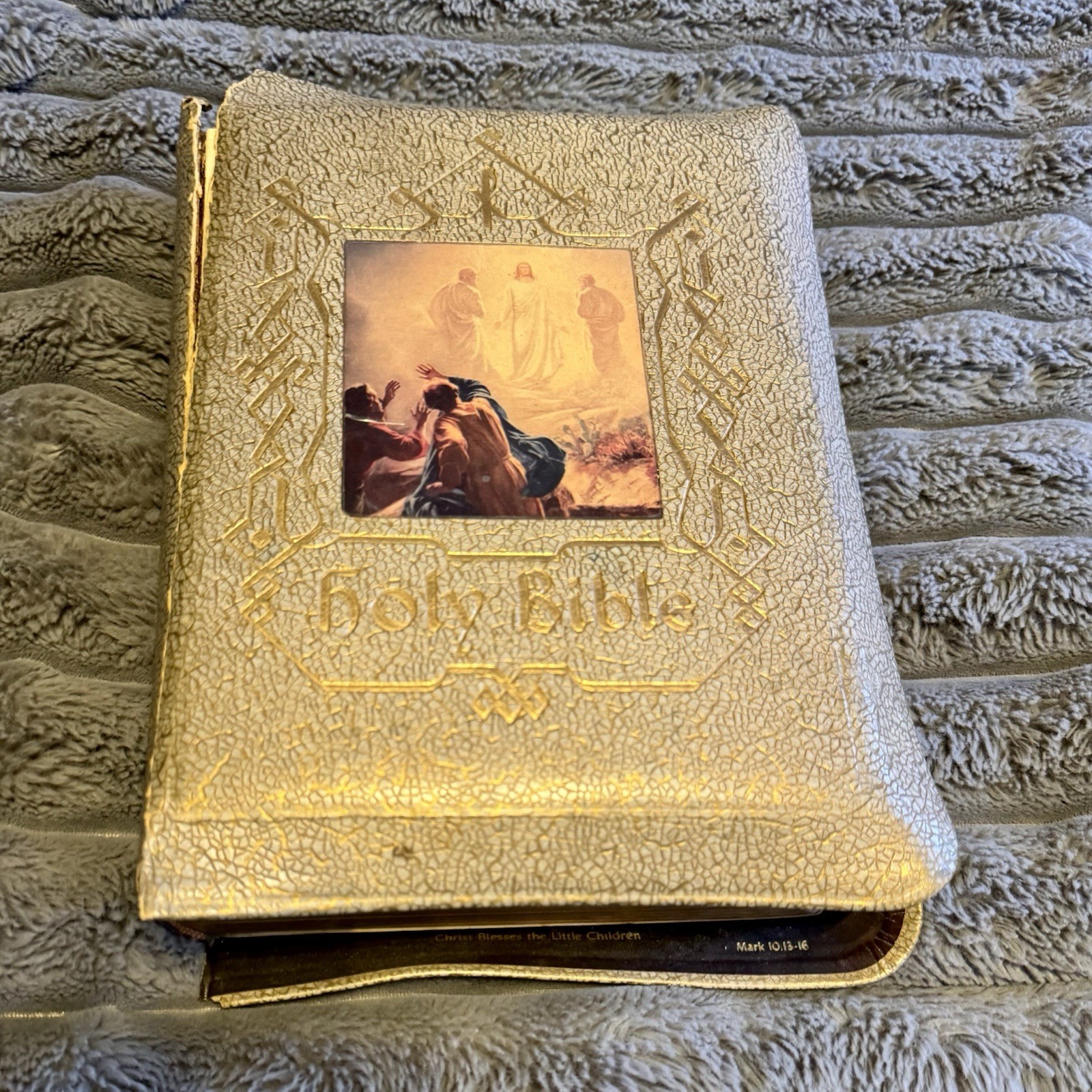 Antique Leather Bound 1958 Holy Bible Catholic Press Illustrated