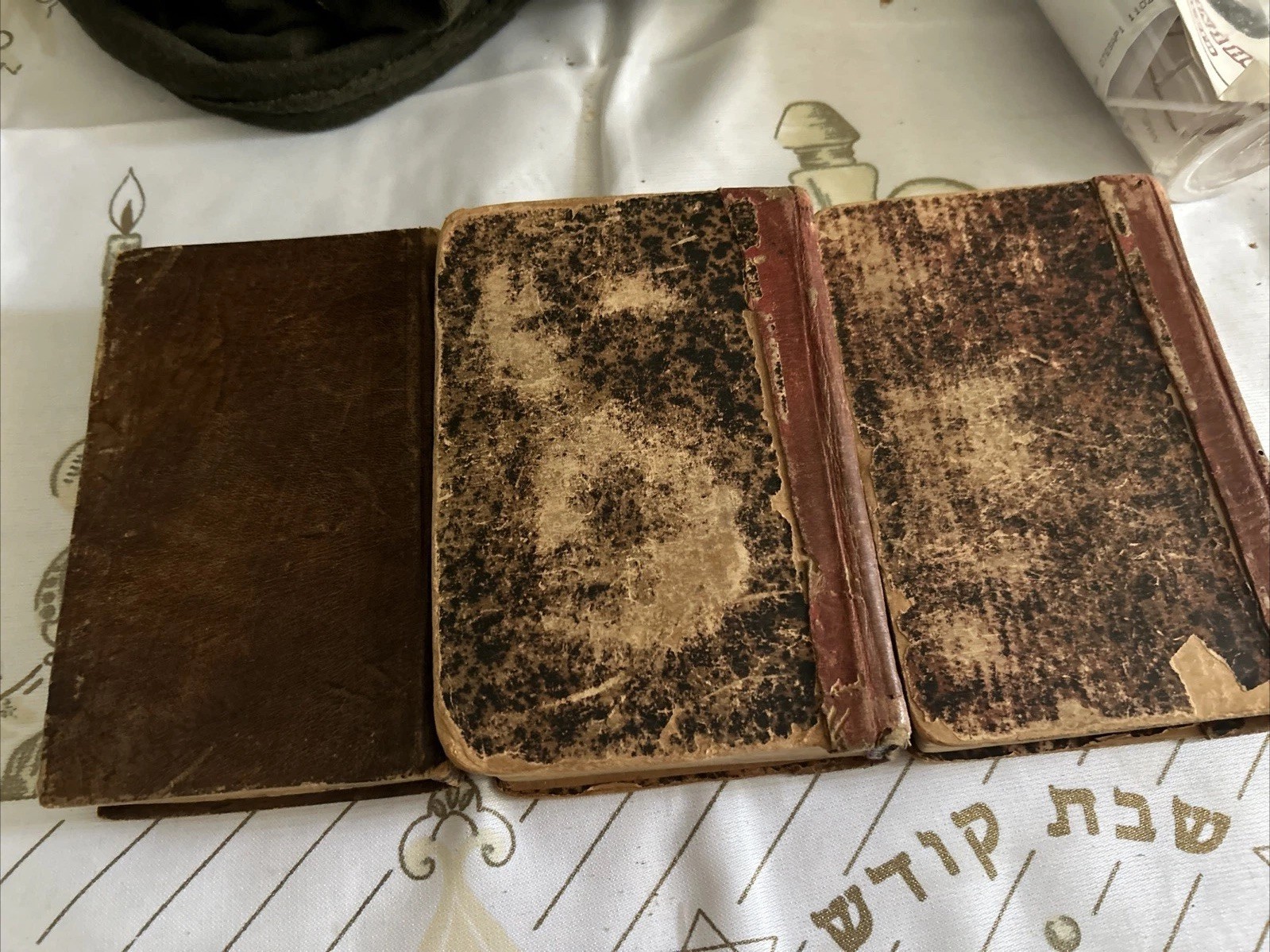 Set Of 3 Antique Jewish Prayer Books Suddur Yom Kippur- Rosh Hashana Palestine