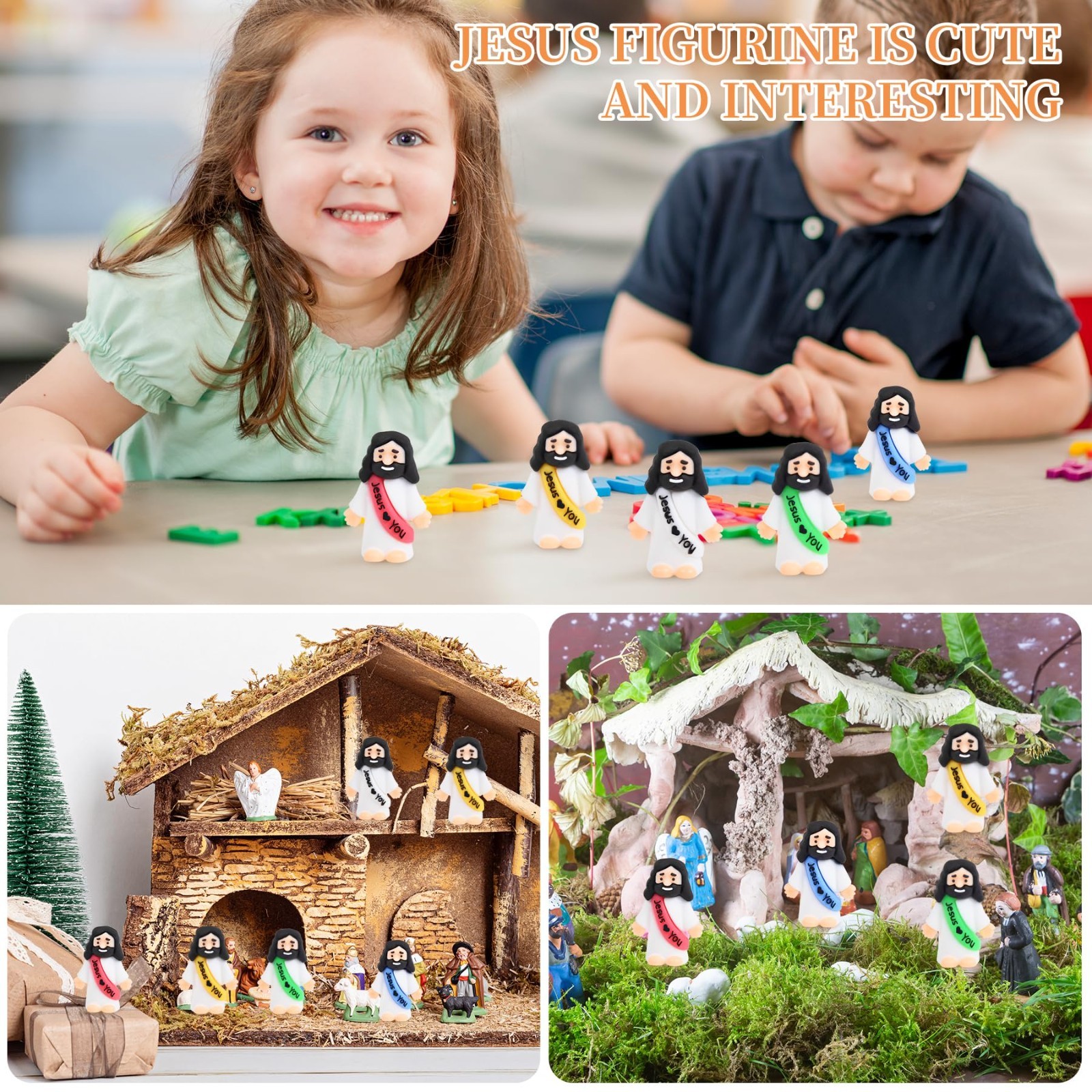 100 PCS Mini Jesus Figurines – Tiny Pocket Rubber Figures for Religious Favors,