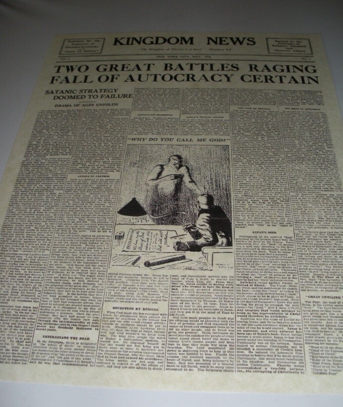 1918 Kingdom News “Two Great Battles” Watchtower I.B.S.A. Jehovah
