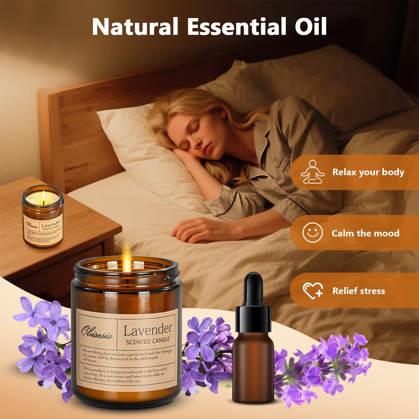 Obisesio Scented Candles, Candles for Home Scented, 1#-Lavender & Coffee