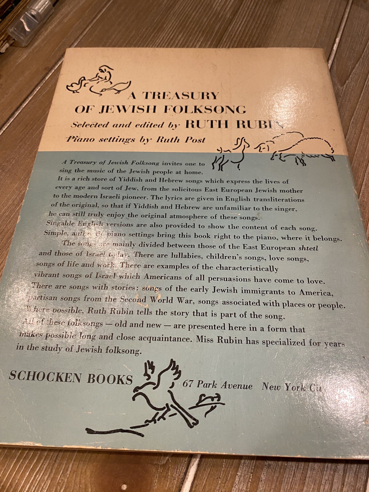 A TREASURY OF JEWISH FOLKSONG tons MUSIC NOTES Judaica by Ruth Rubin