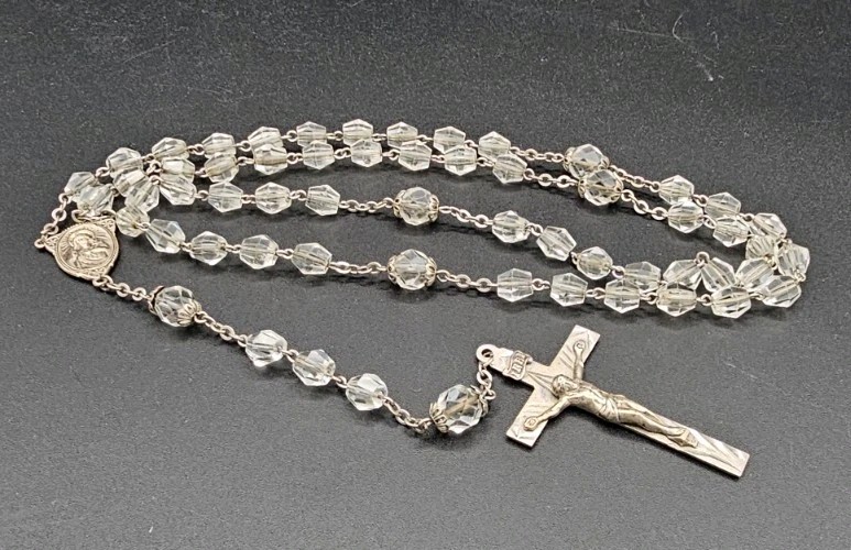 75 year old Sterling Silver Rosary Christmas Engraved “To Mother” 1960