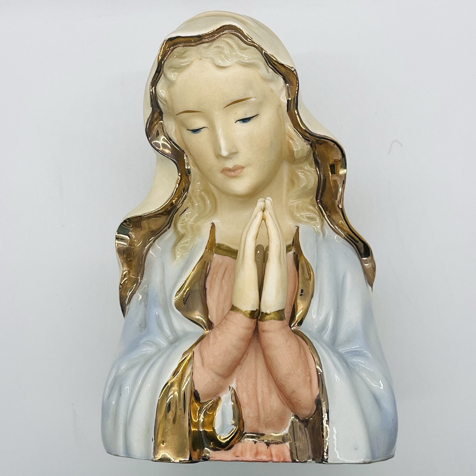 Vintage Lego Porcelain Virgin Mary Madonna Planter Head Vase 8″ Catholic