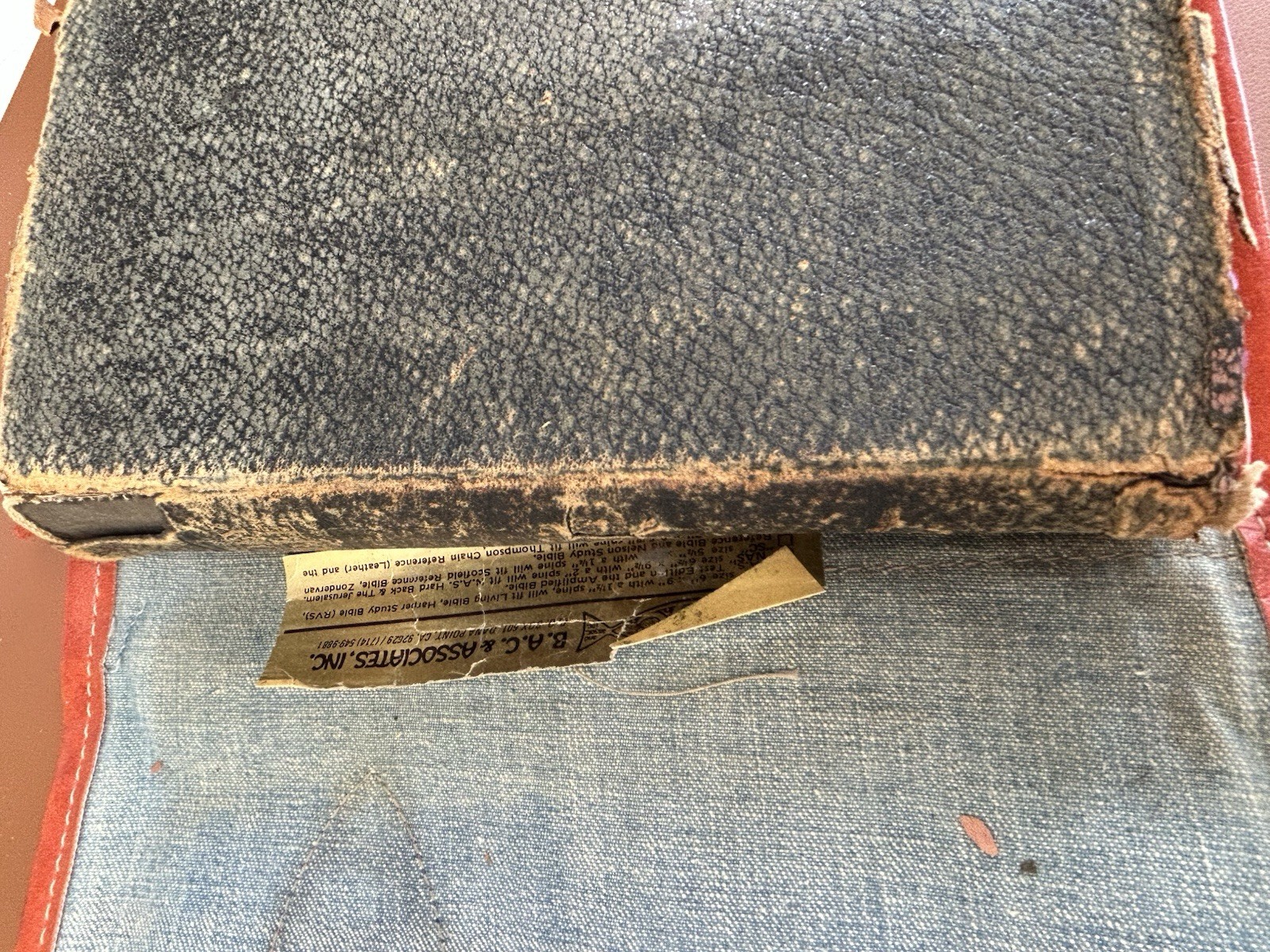 Vintage Holy Bible 1952 Thomas Nelson & Sons Worn Has Character Denim Cover