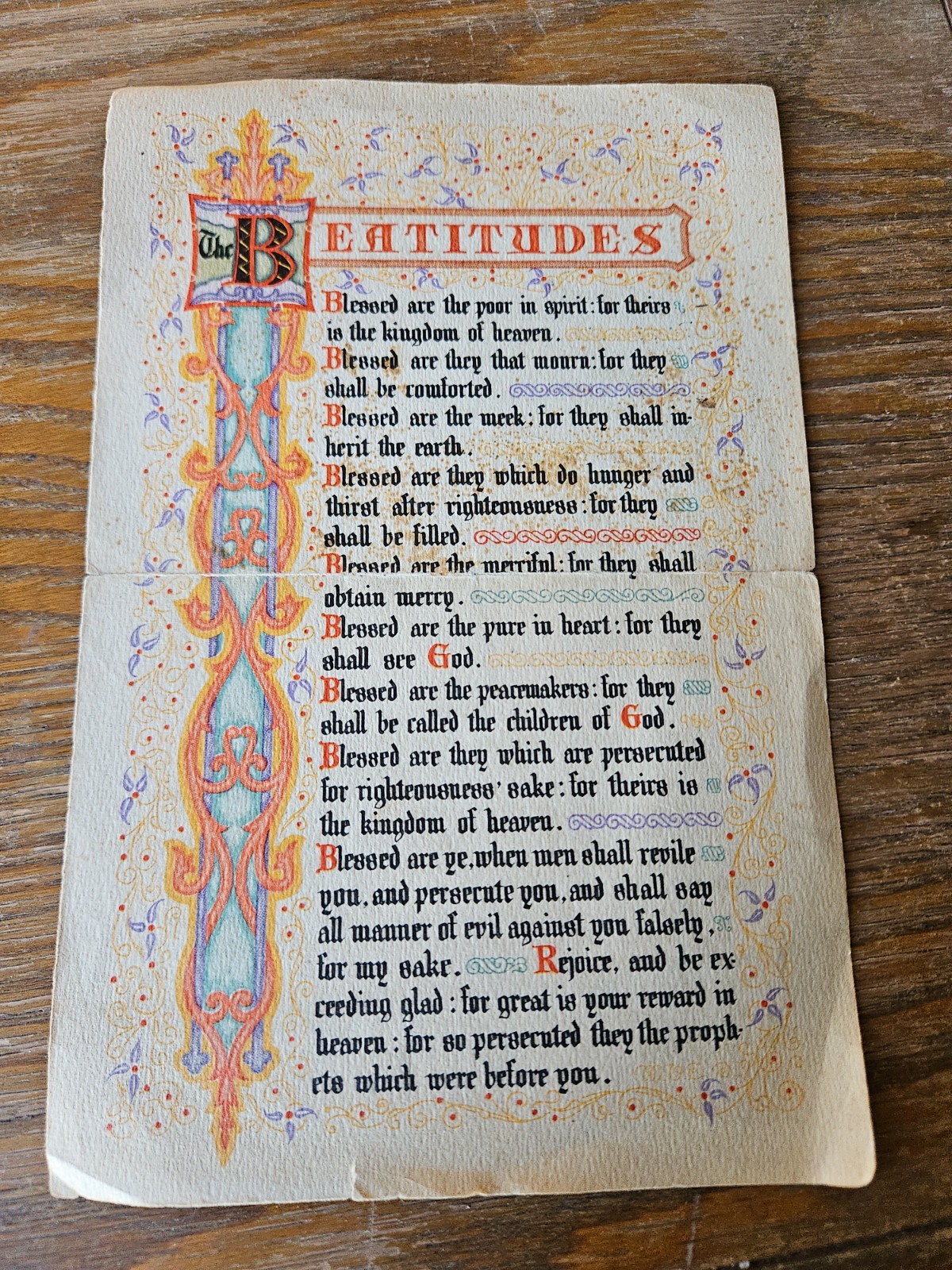 THE BEATITUDES 1948 PRINT “BLESSED ARE THE POOR IN SPIRIT”. PRESBYTERIAN CHURCH