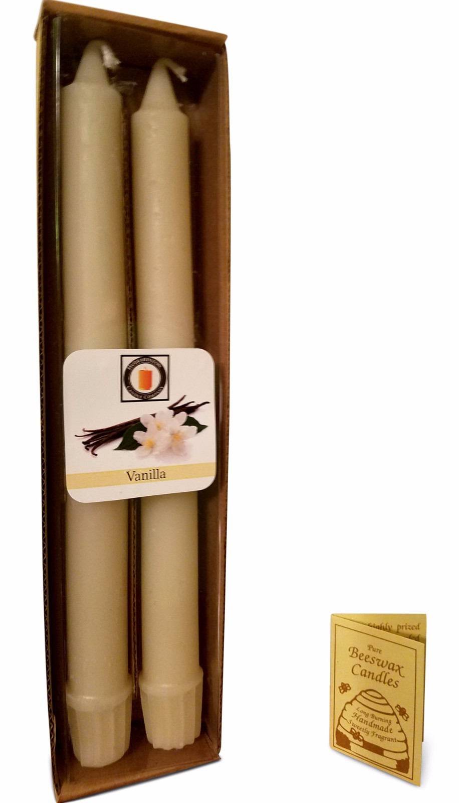 100 Percent Pure Beeswax 10″ Colonial Taper Candle Pair, Vanilla Scent