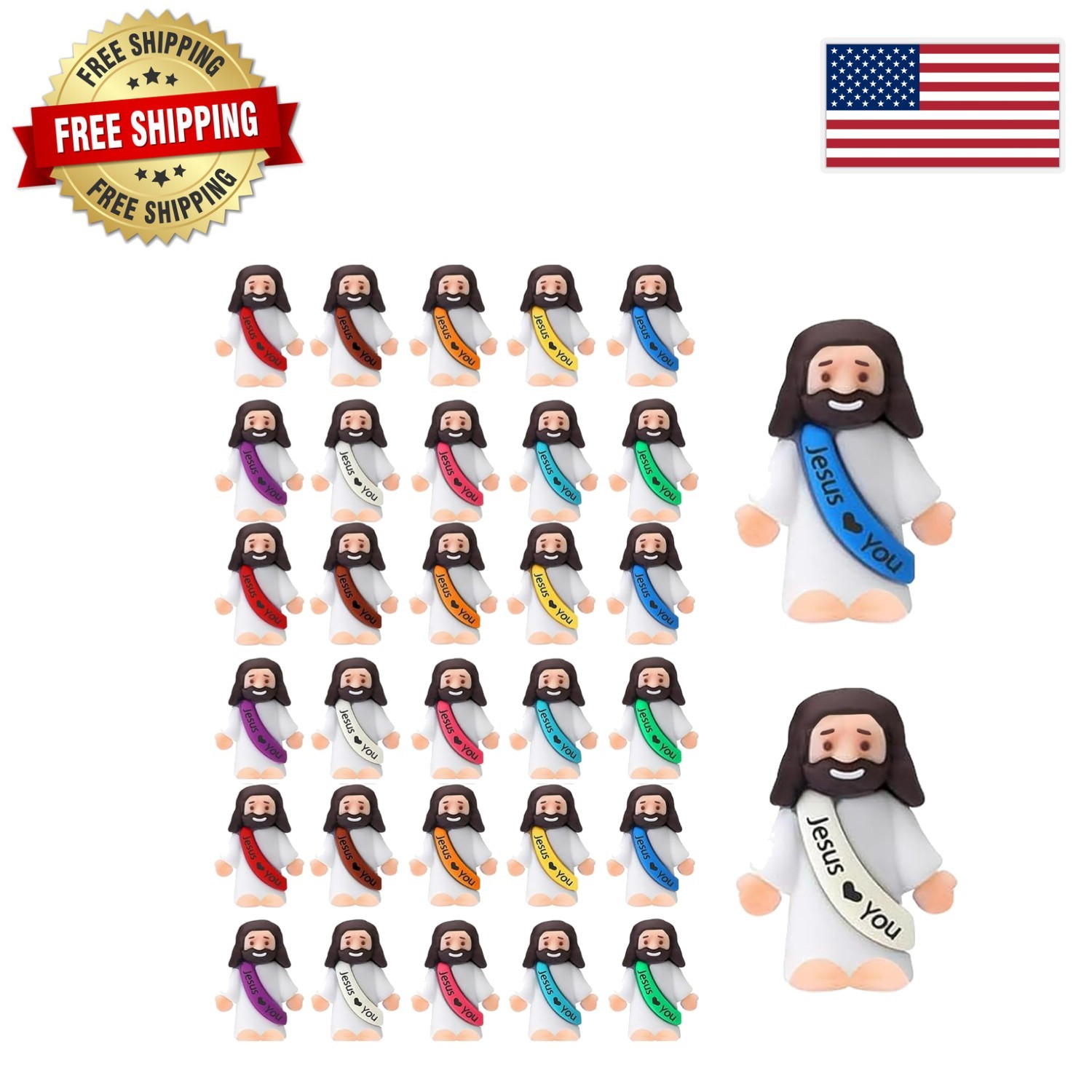 Durable Multicolor Jesus Figurines – 30PCS Religious Gifts for Easter