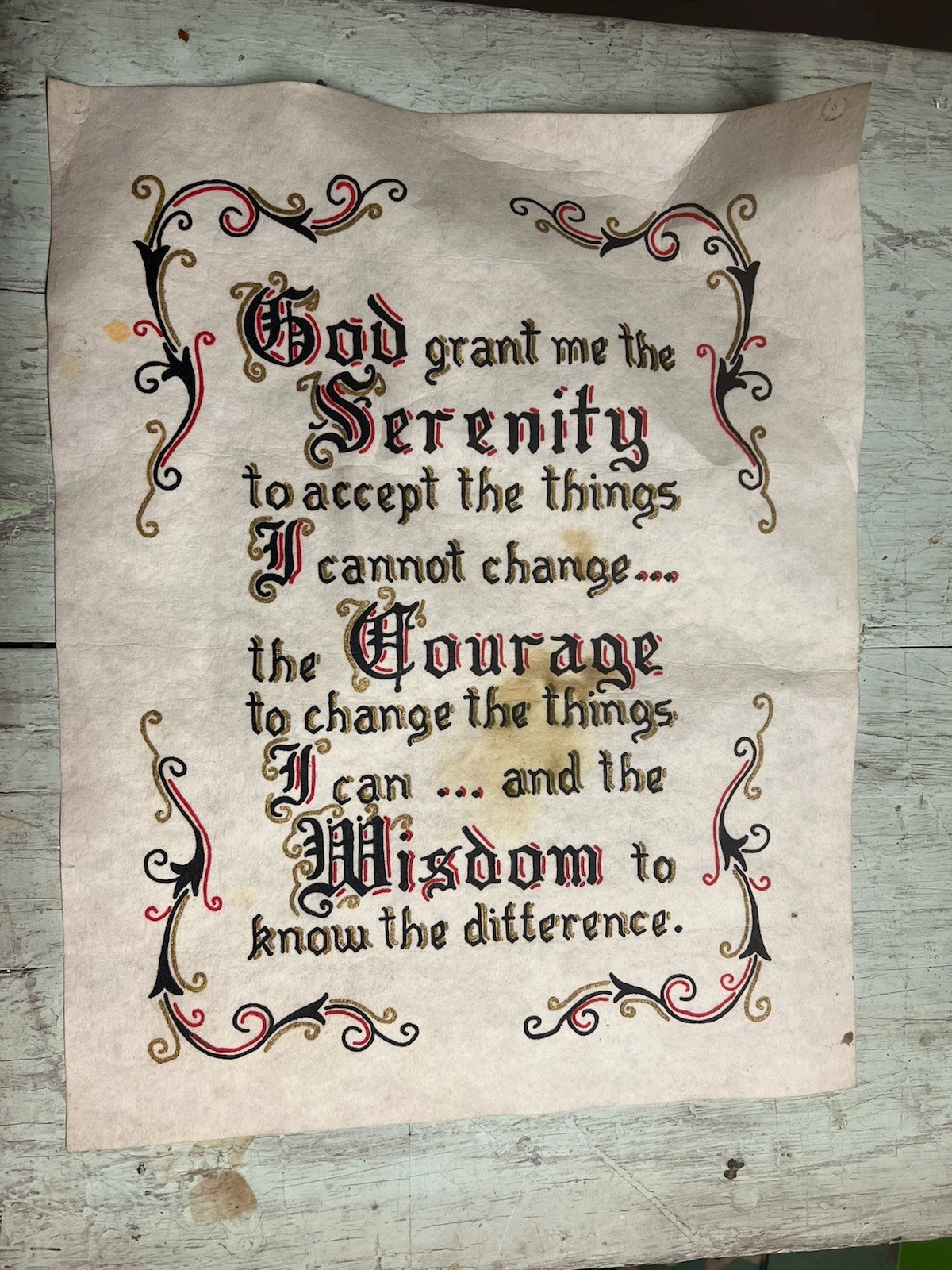 Vintage Serenity Prayer Felt Art Wall Hanging