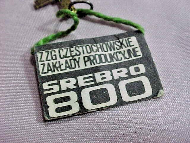 Poland Polish 800 Silver Cross Pendant Gold Washed Srebro