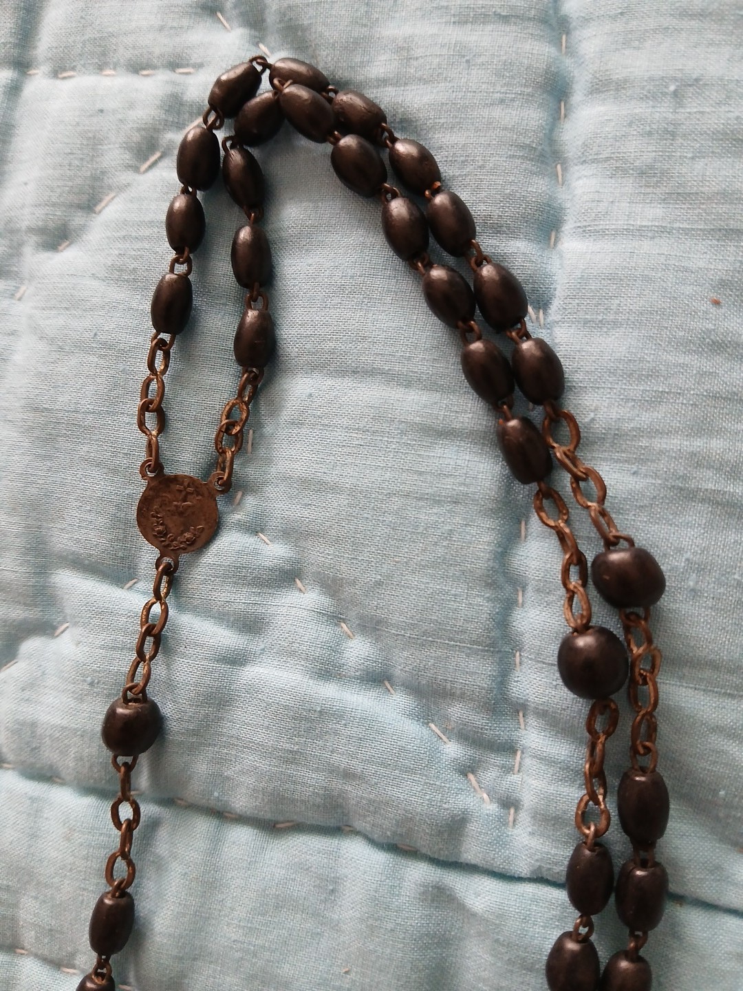 Antique Adult Mourning Rosary Black 1920s / 20.5″
