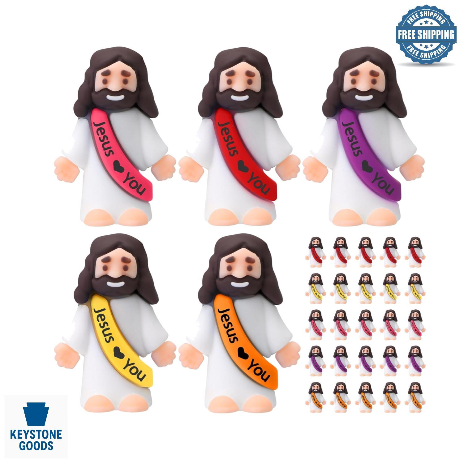 25 Pcs Religious Jesus Rubber Figures for Easter & Party Favors