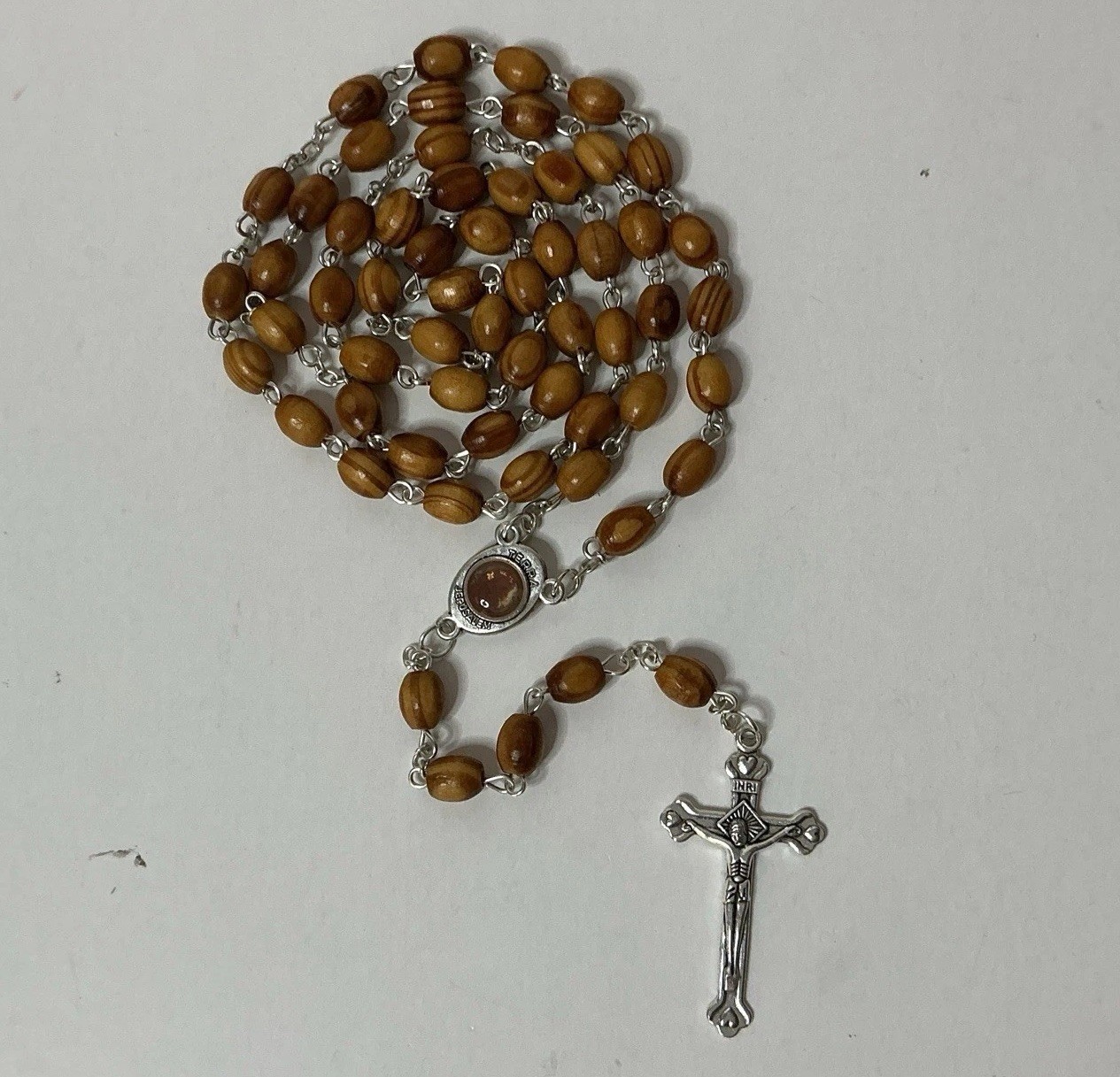 NEW Jerusalem Wooden Rosary: Wood Prayer Beads w/ Crucifix, Mary Medal +Free Box