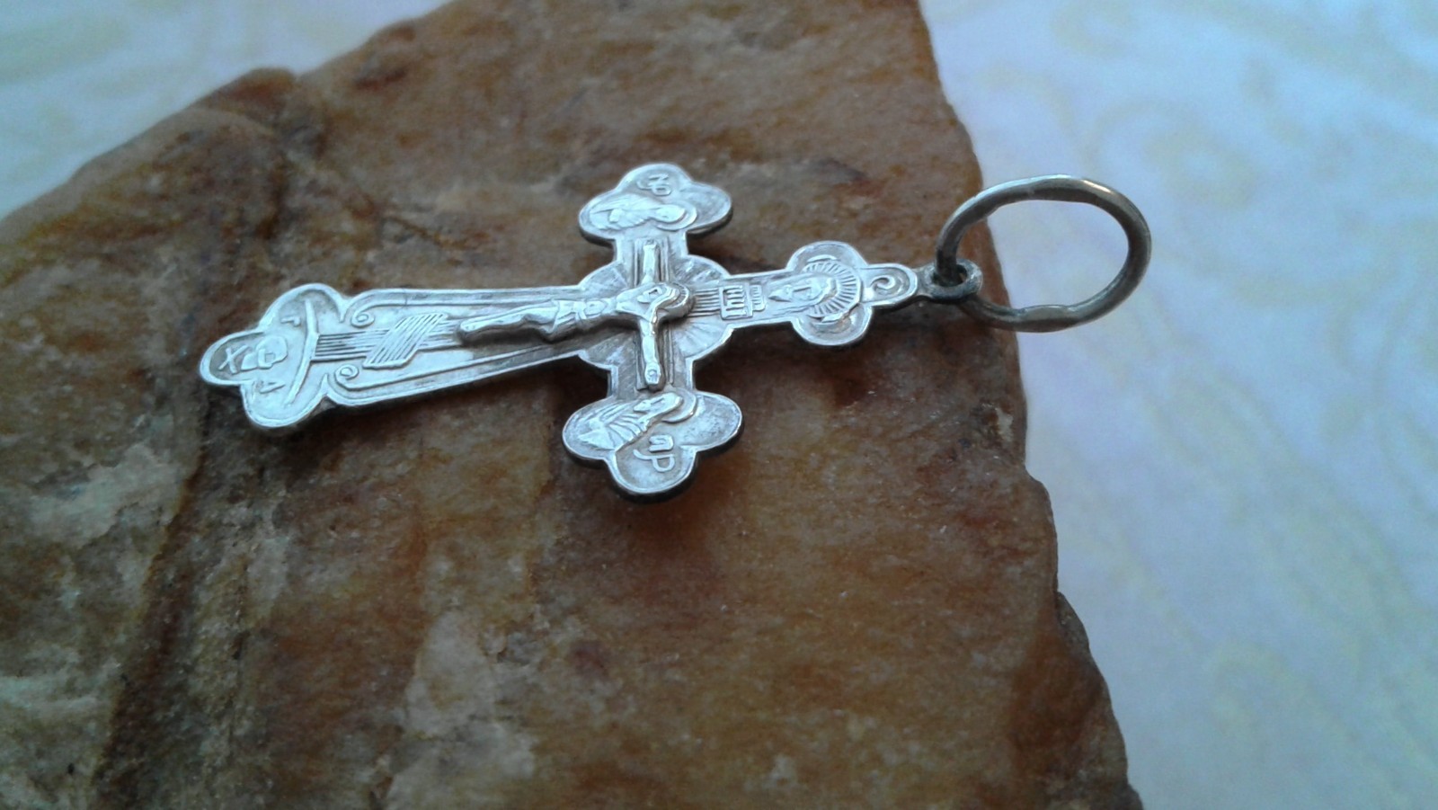VINTAGE SOLID STERLING SILVER RUSSIAN ORTHODOX CROSS CRUCIFIX “SAVE and PROTECT”