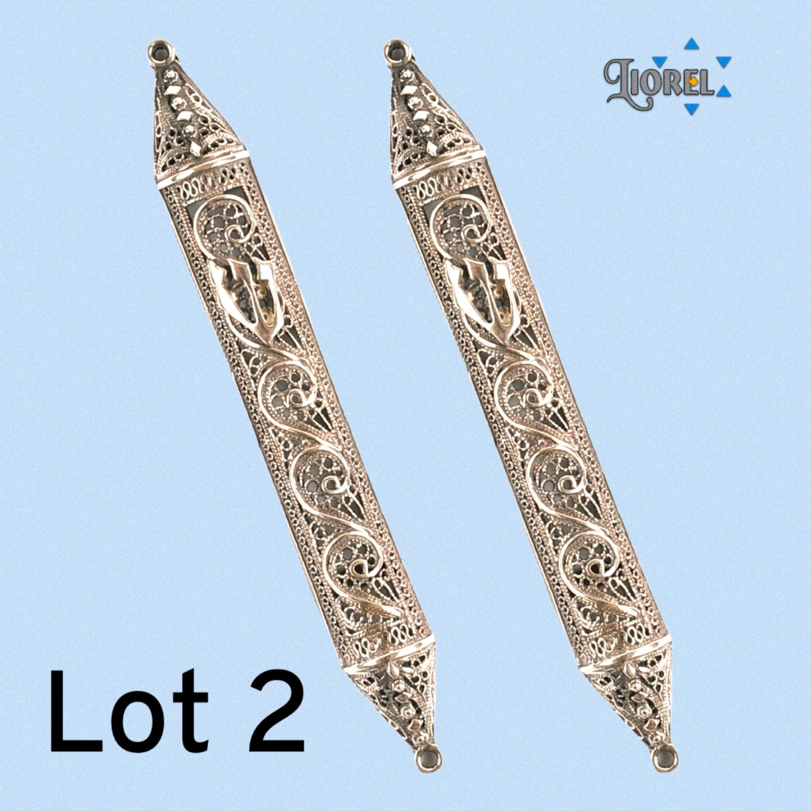 Lot 2 925 Silver Jewish Mezuzah Yemen Filigree Art,Kosher Mezuzah Made in Israel