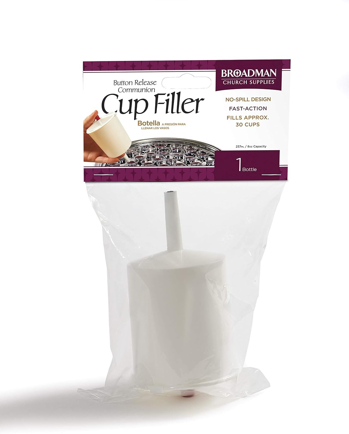 Communion Cup Filler with Button Release White Plastic 8 oz Capacity