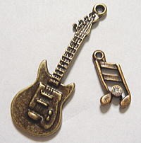 Bead Parts Charm Accessory: Guitar & Musical Notes (CRM-30a)