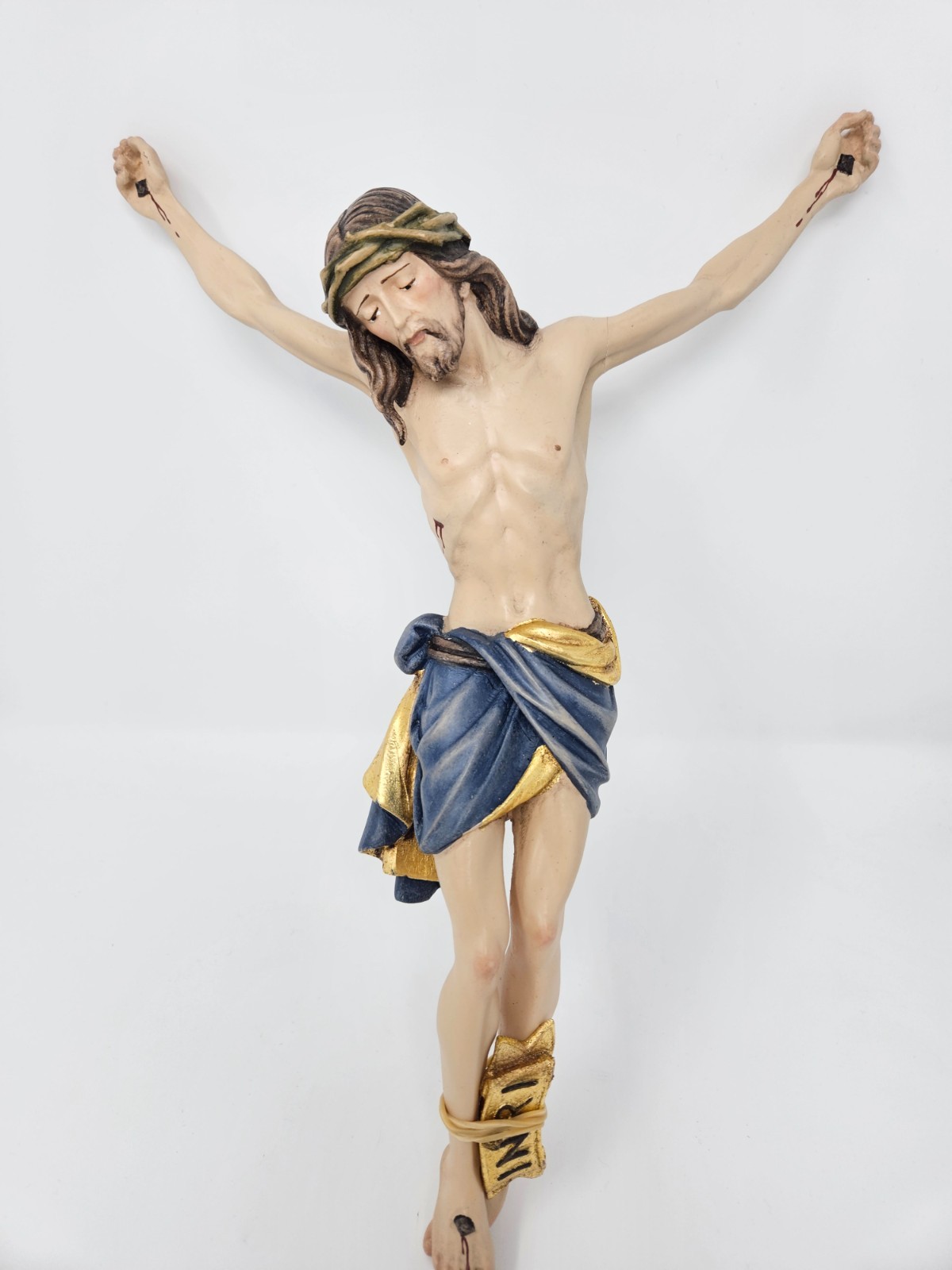 12″ Large Solid Wood Corpus – Beautifully Hand Painted – REPAIRED
