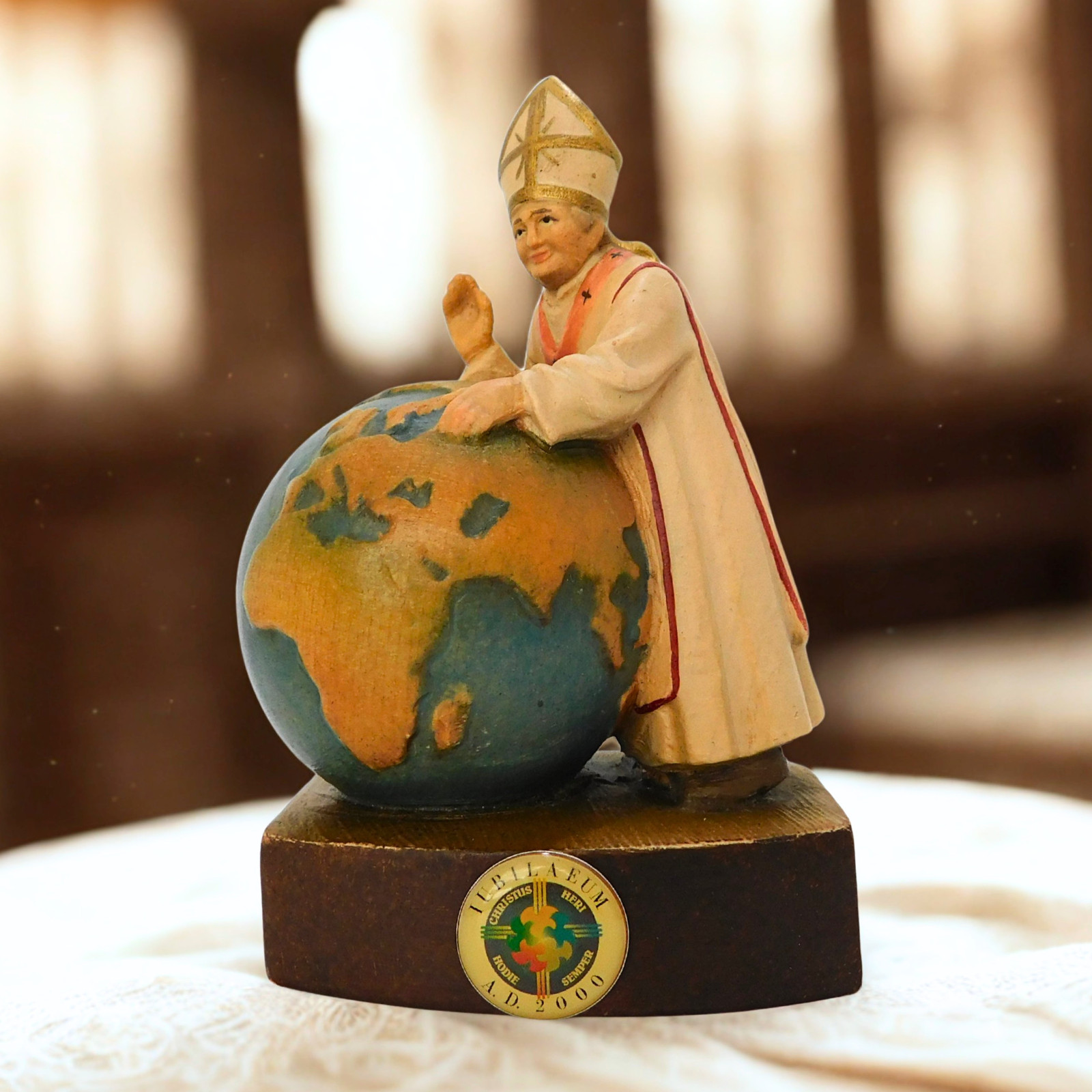 OTCO Val Gardena Pope John Paul II Wood Carving Jubilee 2000 Italy Schmid-Linder