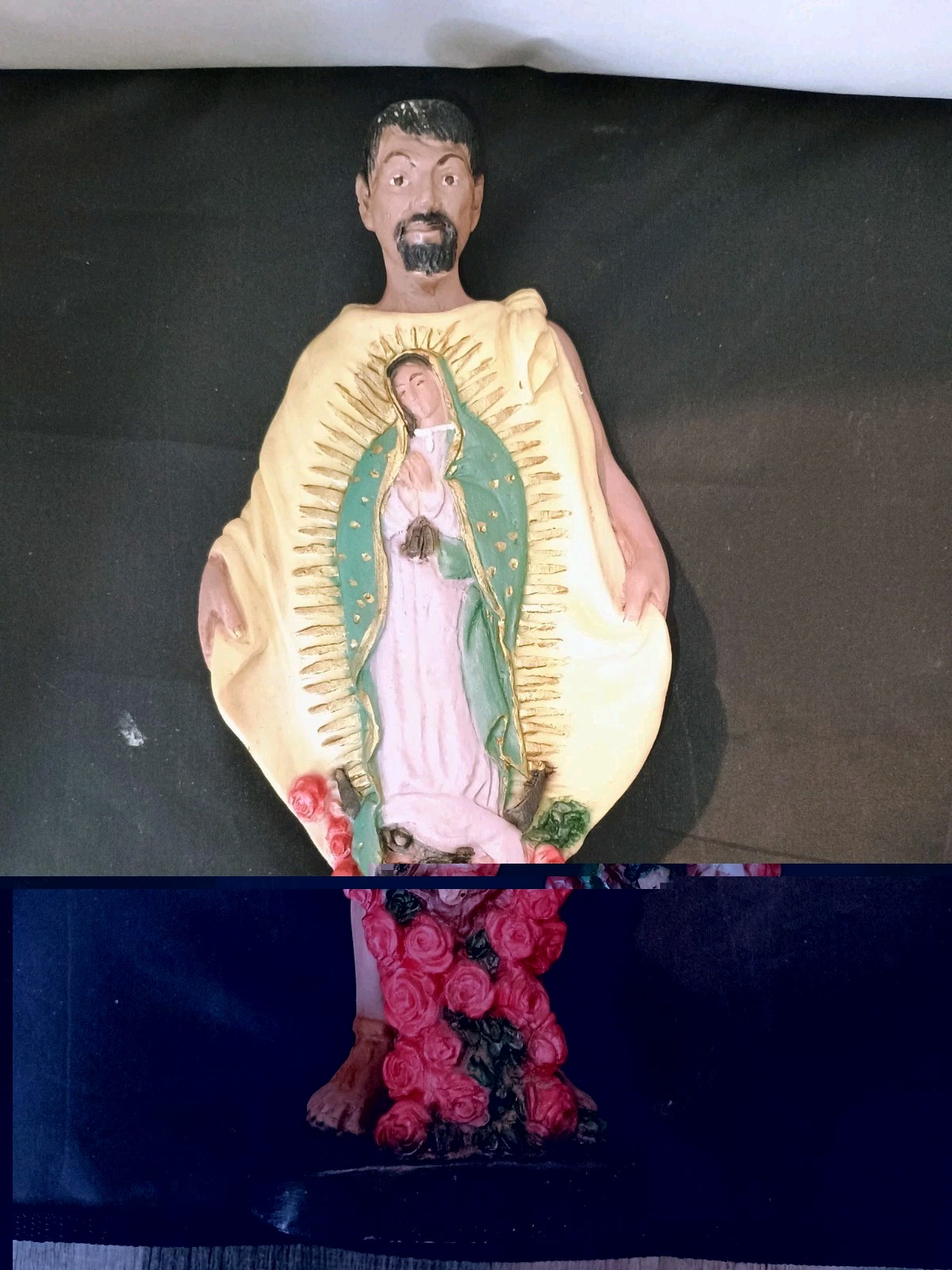 St. Juan Diego W/ Our Lady Of Guadalupe Polyresin Statue 11″ 3 lbs. Vintage