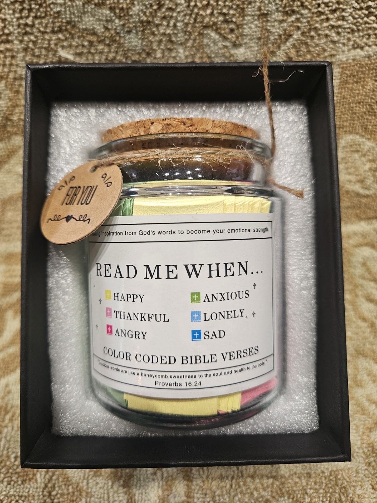 Read Me When Color Coded Bible Verses Jar Christian Gift Glass Jar w/ Cork…