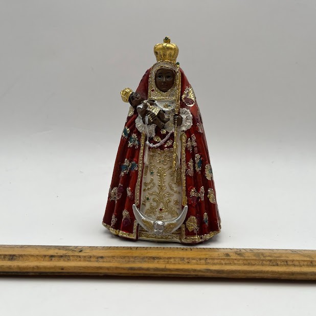 Vintage Virgin Mary and Baby Jesus Icon Figurine with crowns and regal robes