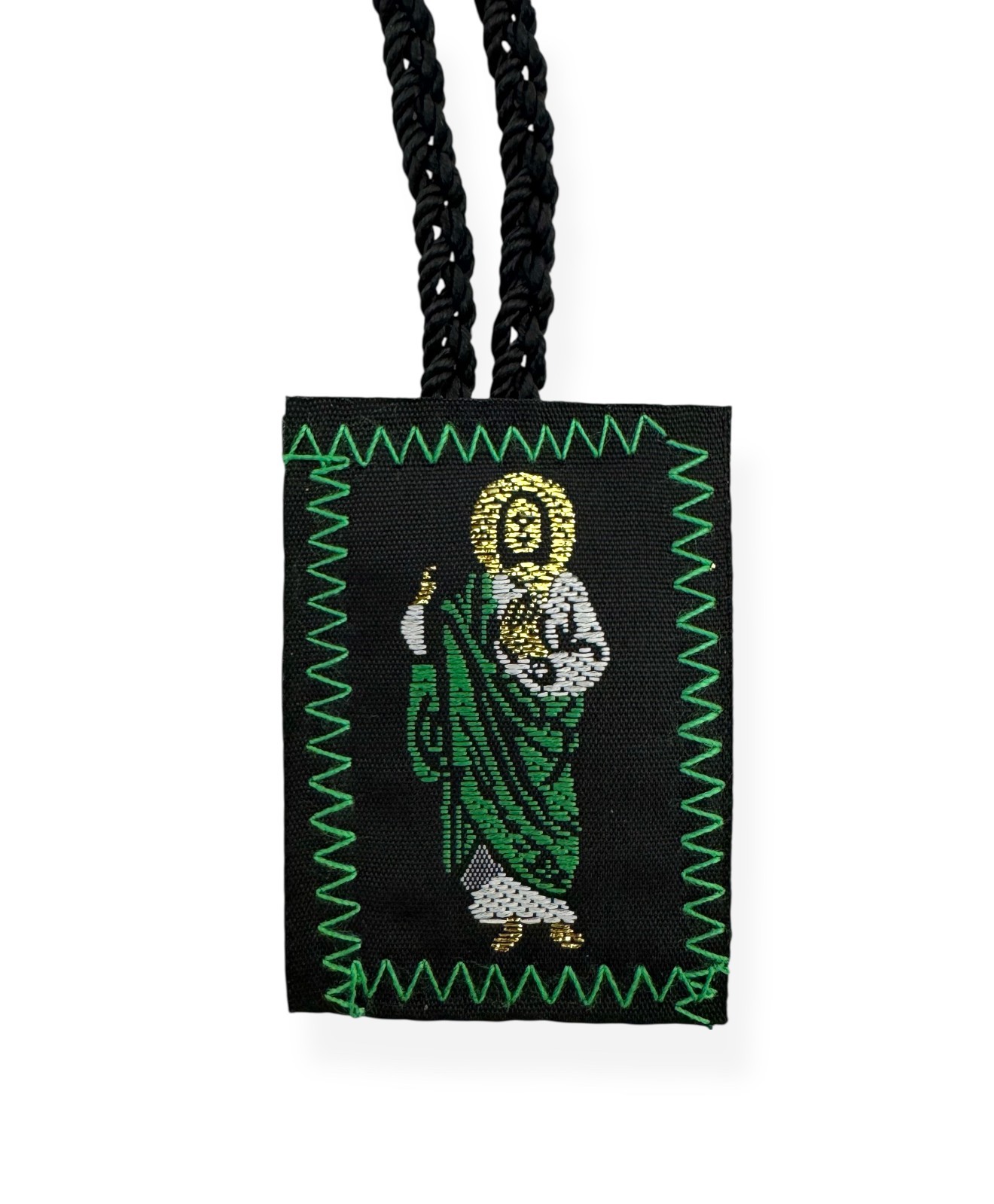 St Jude Black Corded Scapular Necklace San Judas Tadeo Escapulario Negro Collar
