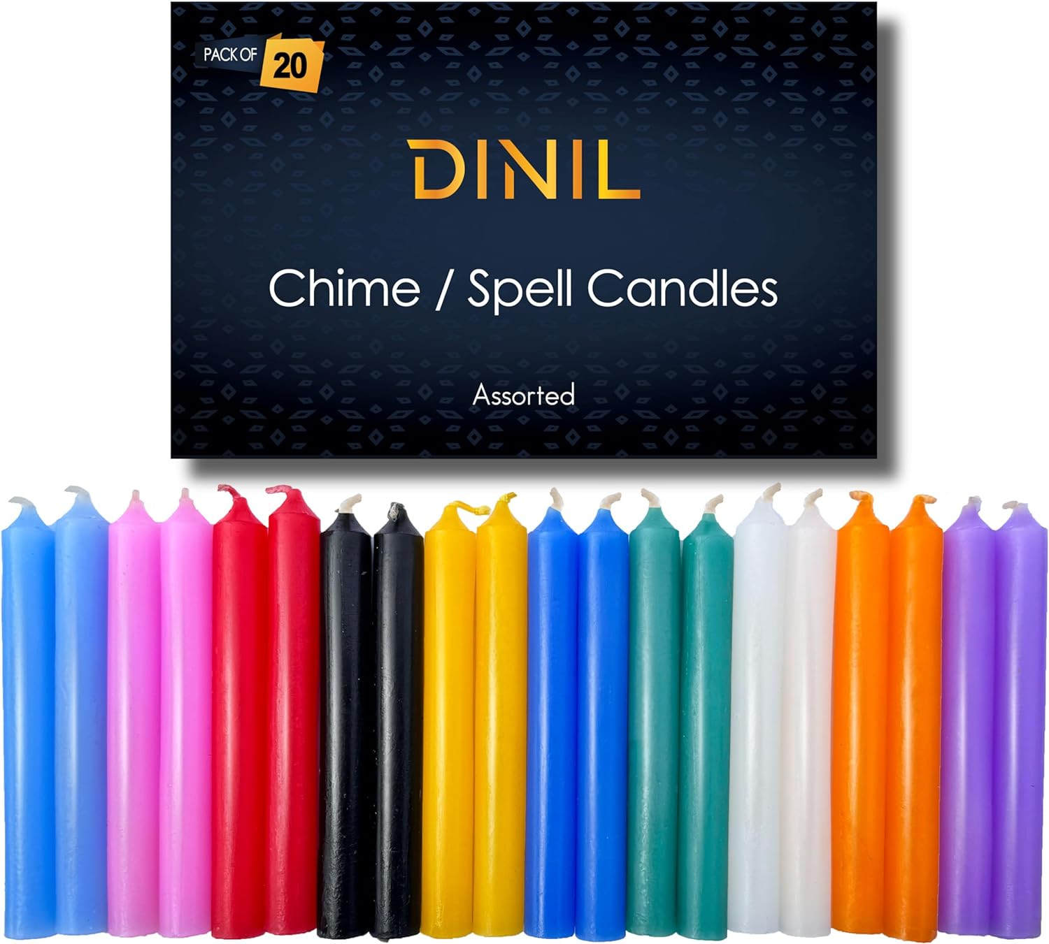 – 20 Assorted Color Spell/Chime Candles – Premium Mini Taper Candles for Rituals