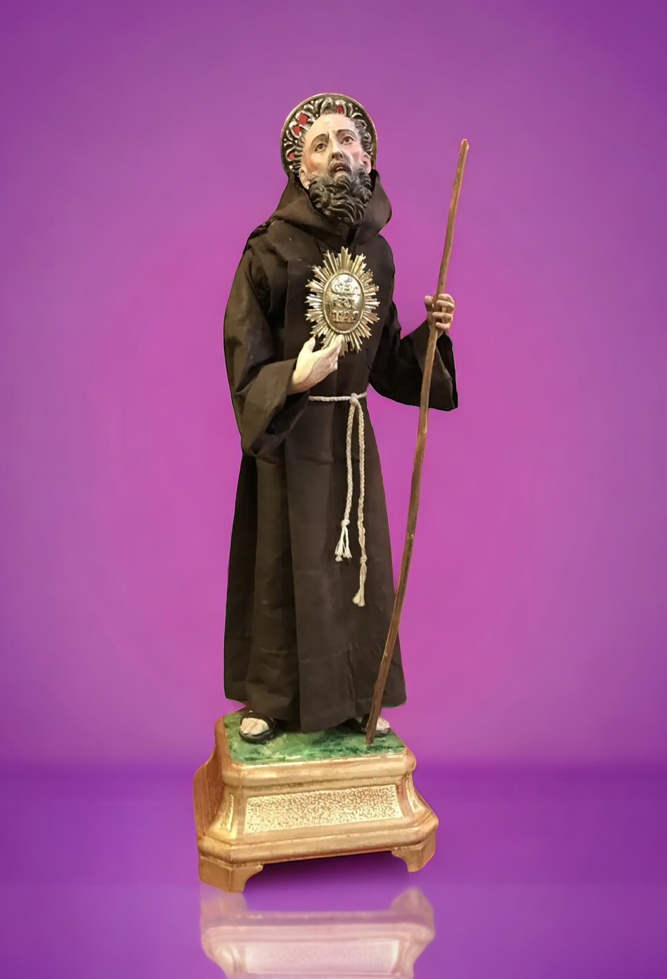 Saint Francis of Paola 55 cm Minimum Holy Neapolitan Sculpture
