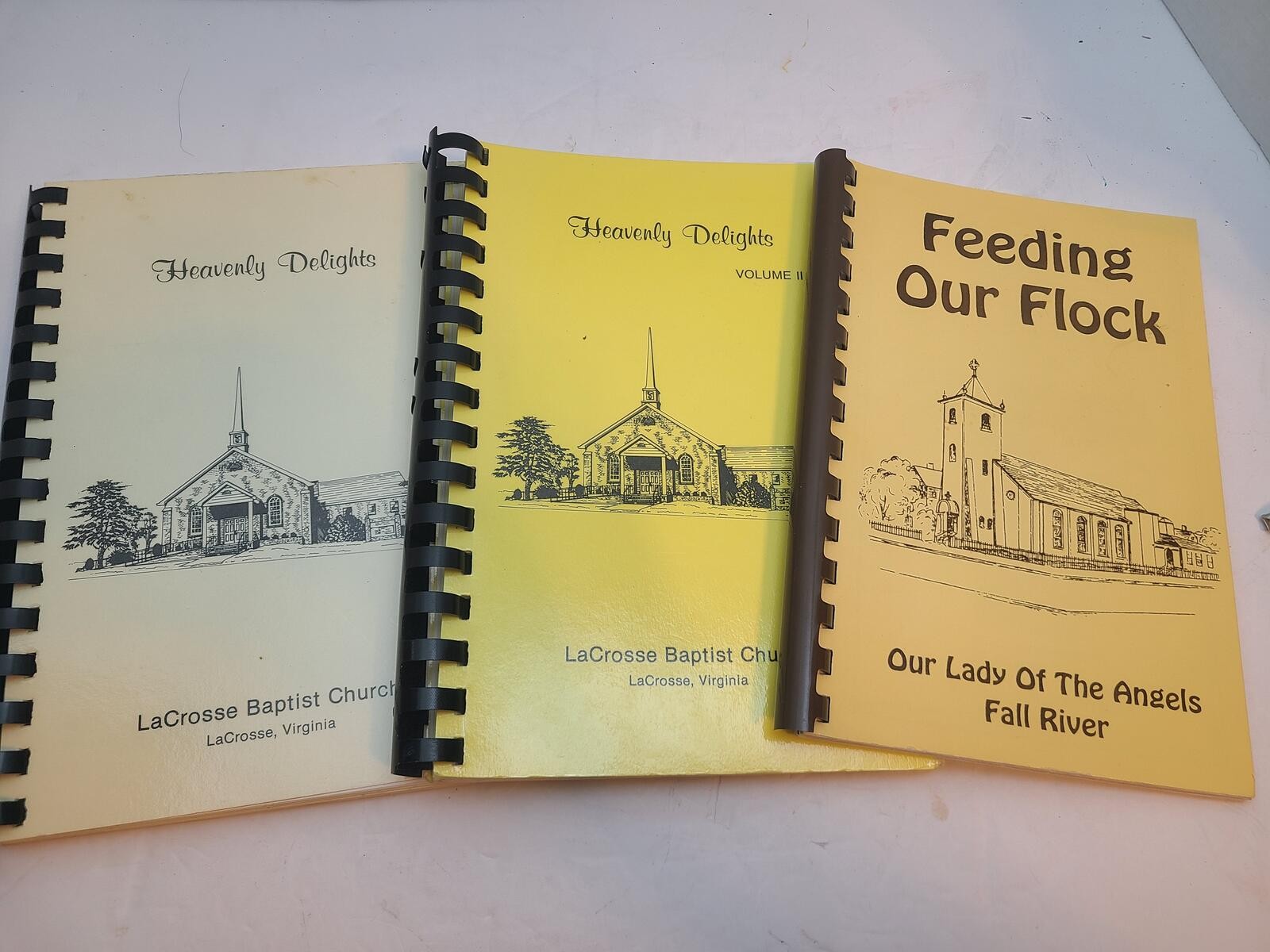 Lot Of 3 Vintage Spiral Bound Church Cookbooks Recipes
