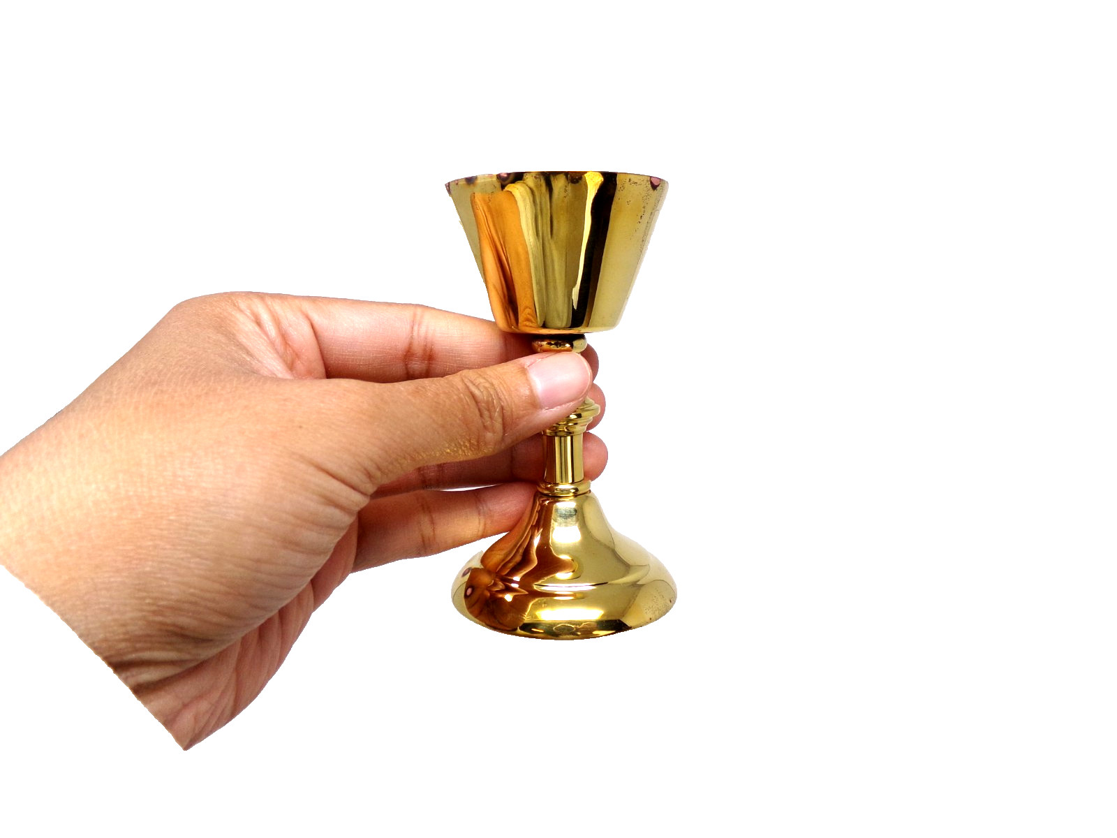 Small High Polished Brass Chalice Cup Wine Goblet for Eucharist or Communion