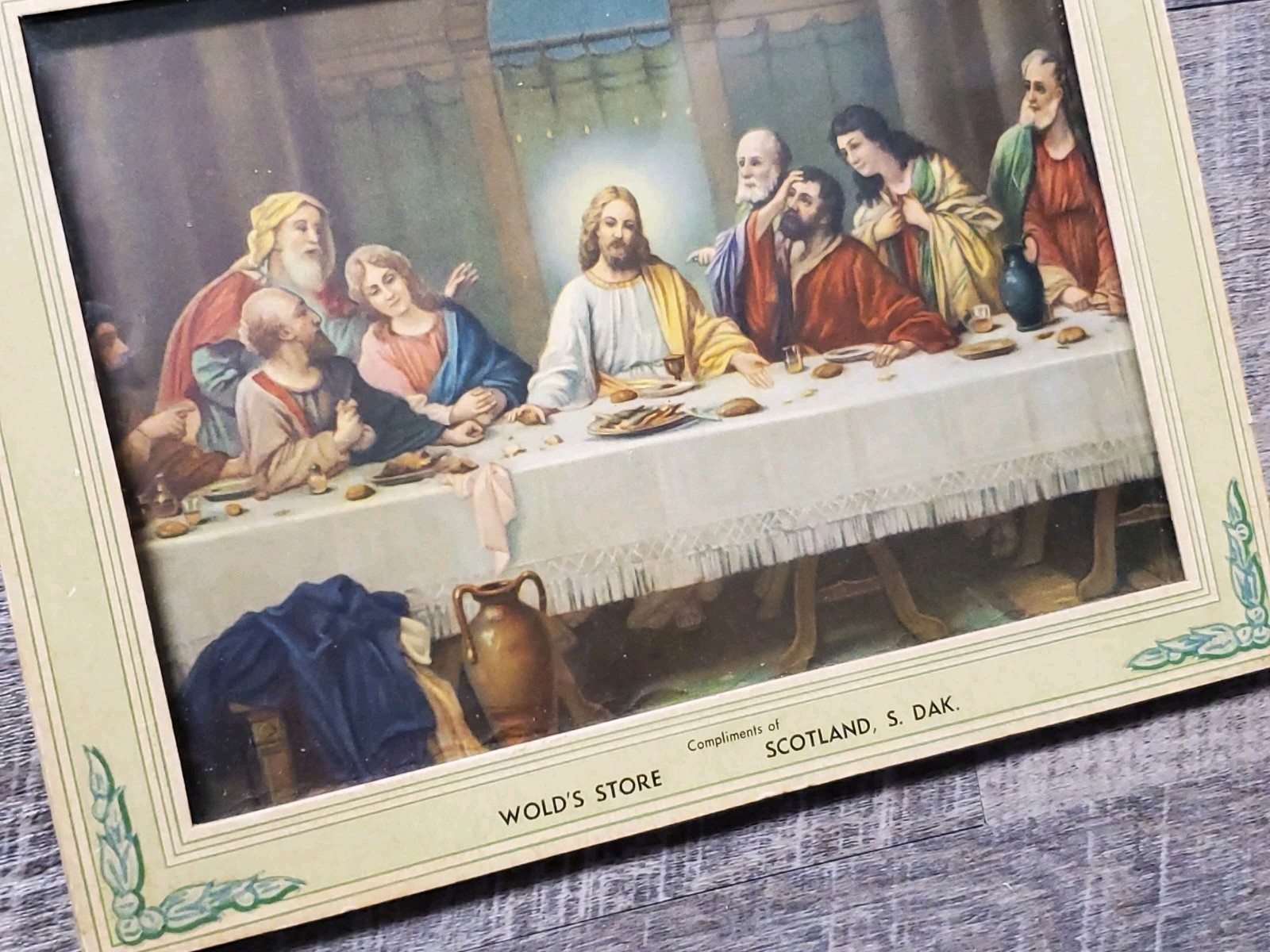 JESUS The Last Supper Religious WOLDS Advertising Framed lithograph Scotland Sd
