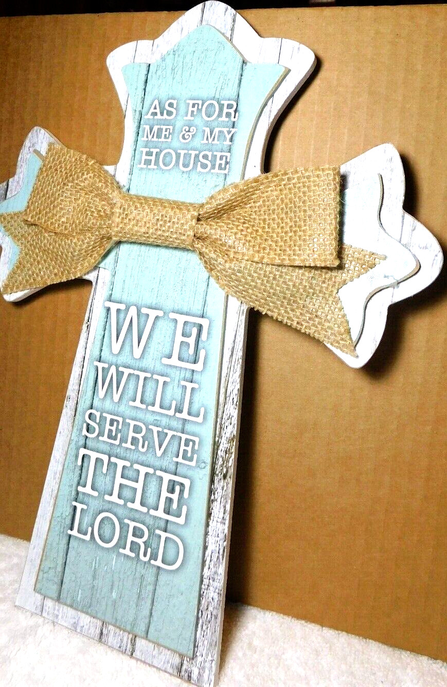 RS~”As For Me & My House We Will Serve The Lord” Wall Hanging Wood Cross