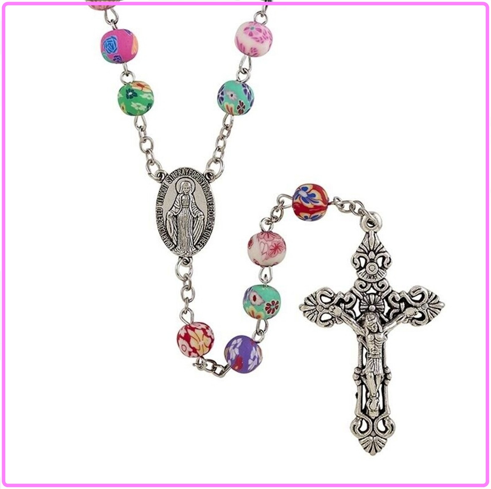Floria Beaded Catholic Rosary Polymer Clay Prayer Beads